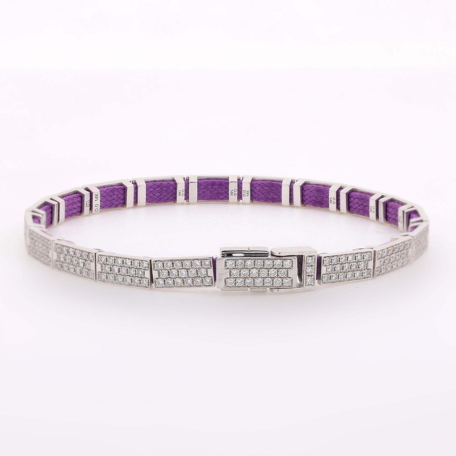 Oskar Gydell Full Diamond Brick Bracelet 14K White Gold 3.29 TW 7.5" Estate