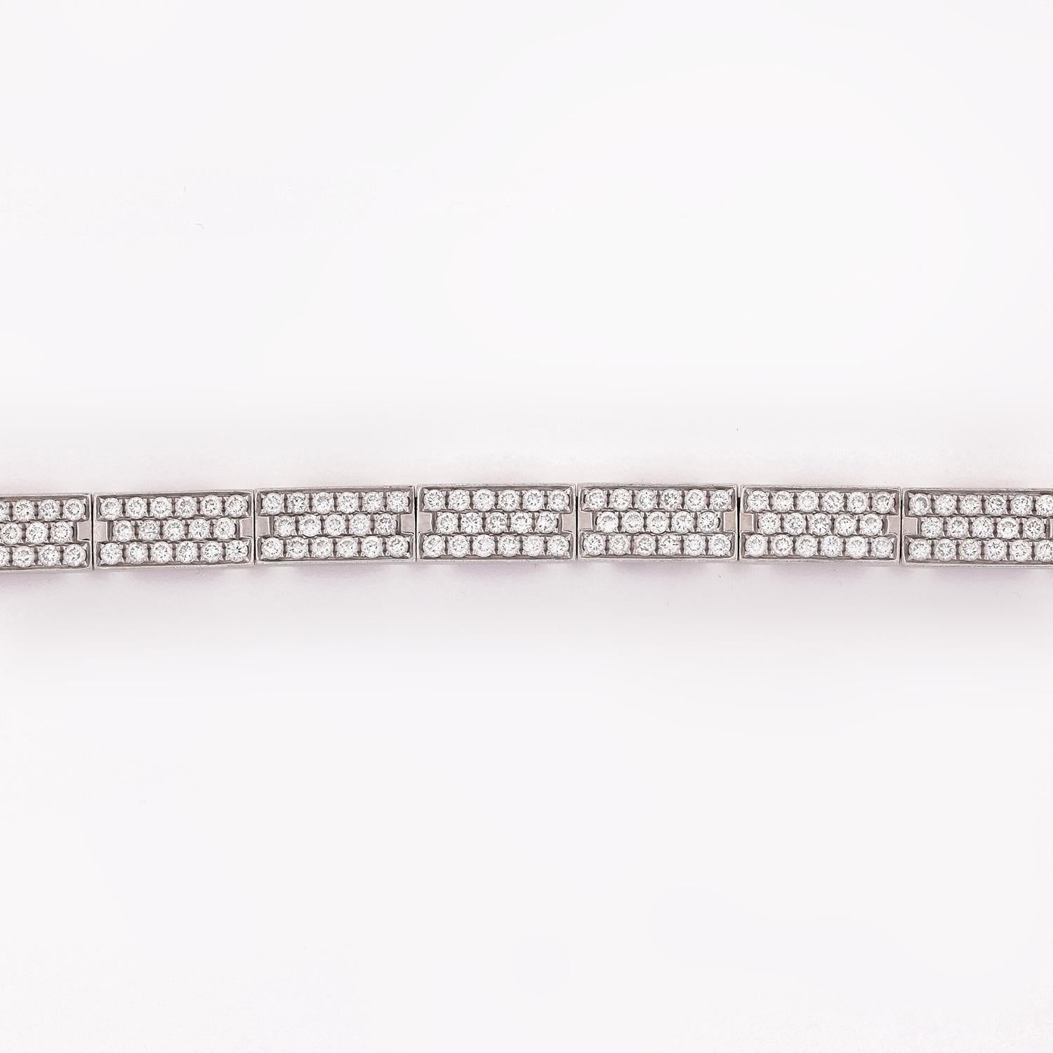 Oskar Gydell Full Diamond Brick Bracelet 14K White Gold 3.29 TW 7.5" Estate