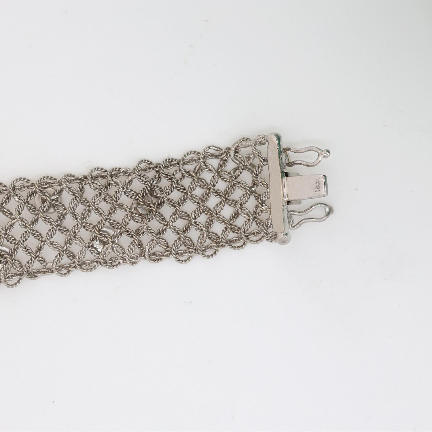 2.00 TW Bezel Diamond Mesh Chain Bracelet 18K White Gold 20 mm Wide 6.5" Estate