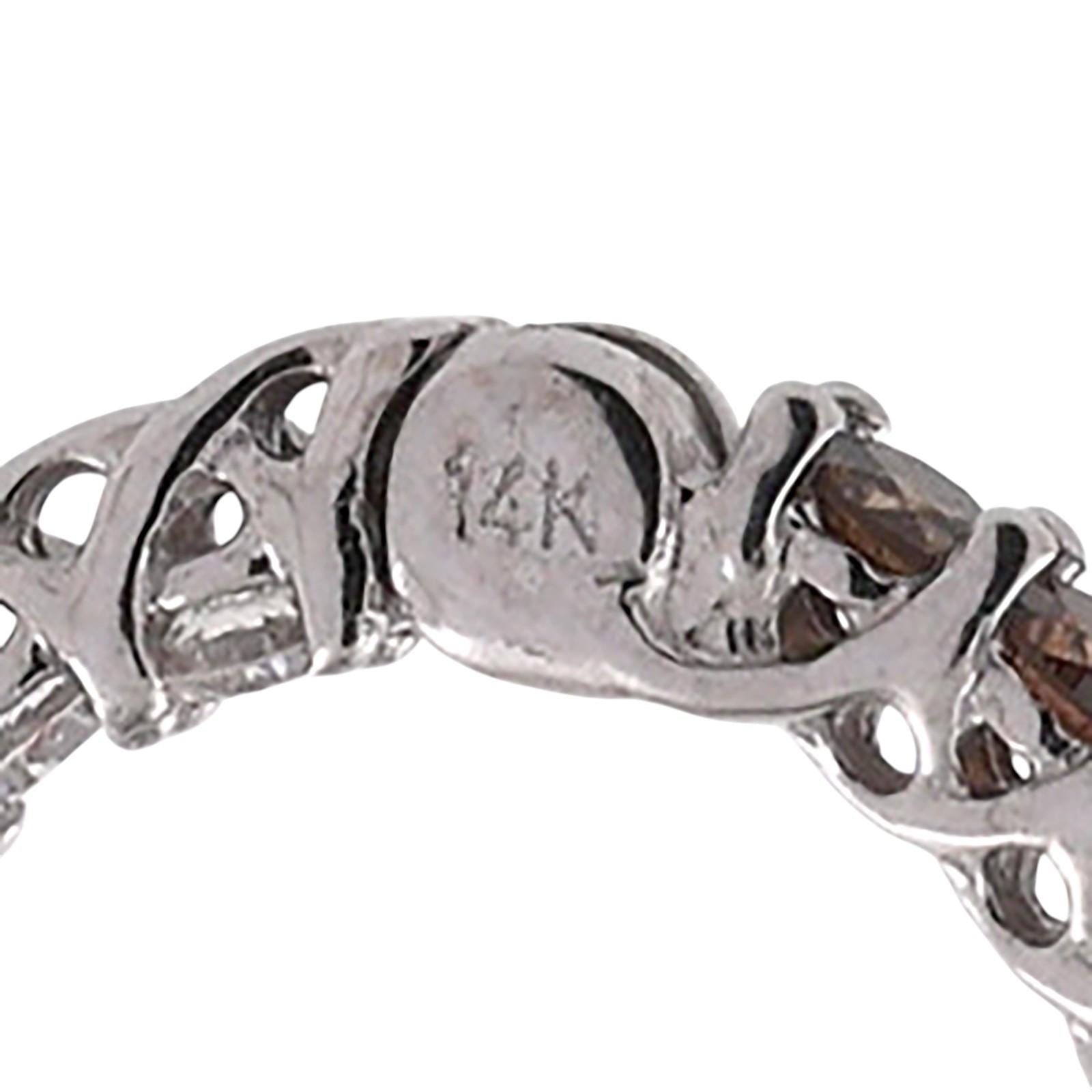 14K White Gold 1.60CTW Natural Cognac & White Diamond Inside Out Hoop Earrings