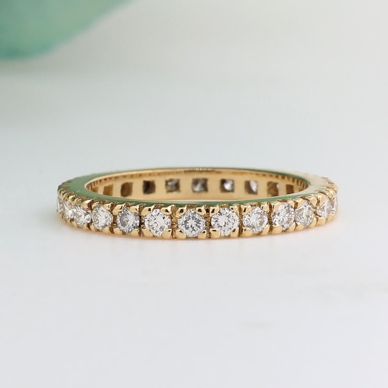 1.00 TW Diamond Full Eternity Band Ring 18K Yellow Gold Size 5.5 Estate