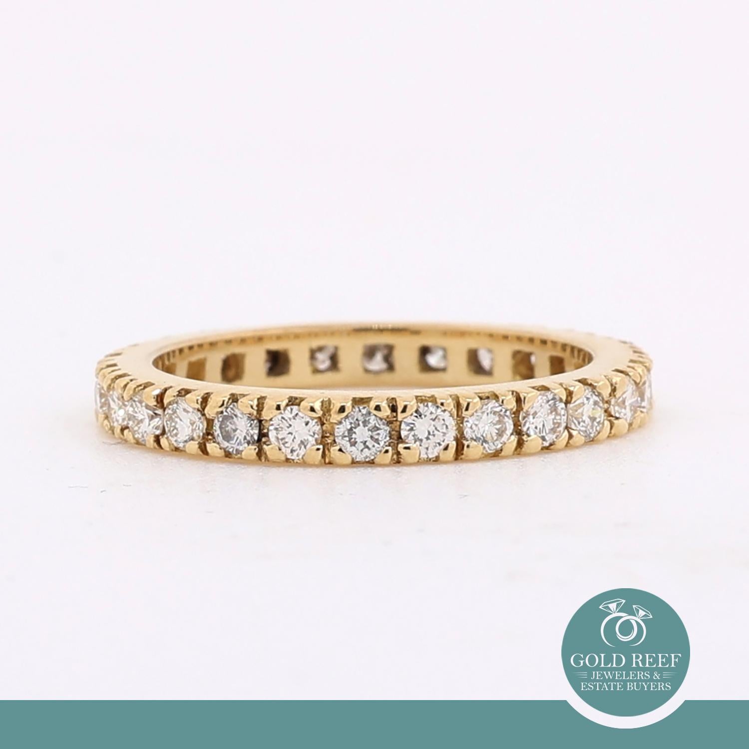 1.00 TW Diamond Full Eternity Band Ring 18K Yellow Gold Size 5.5 Estate