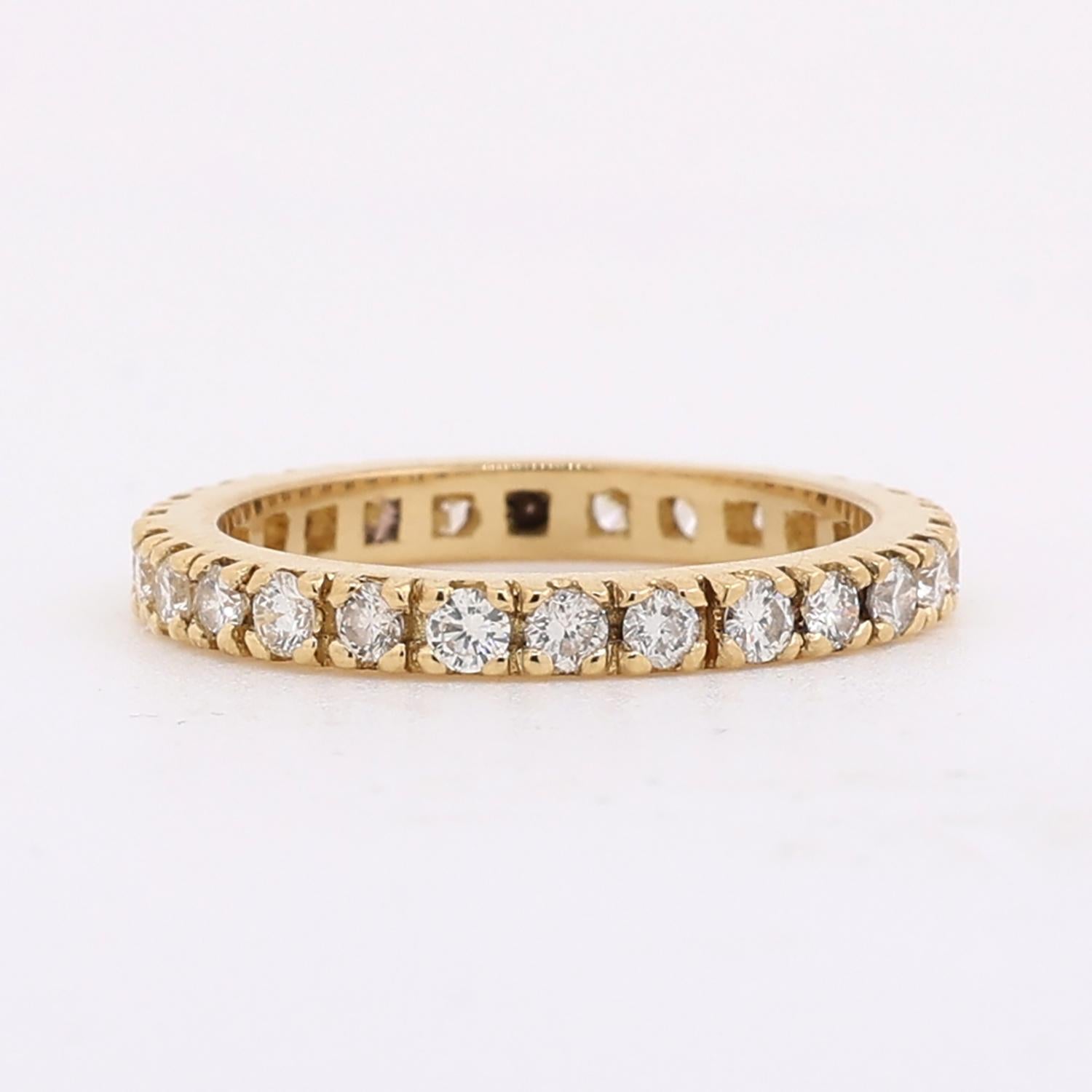 1.00 TW Diamond Full Eternity Band Ring 18K Yellow Gold Size 5.5 Estate