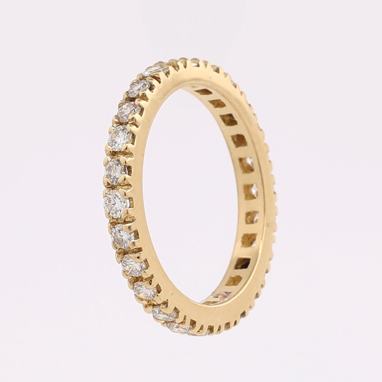 1.00 TW Diamond Full Eternity Band Ring 18K Yellow Gold Size 5.5 Estate