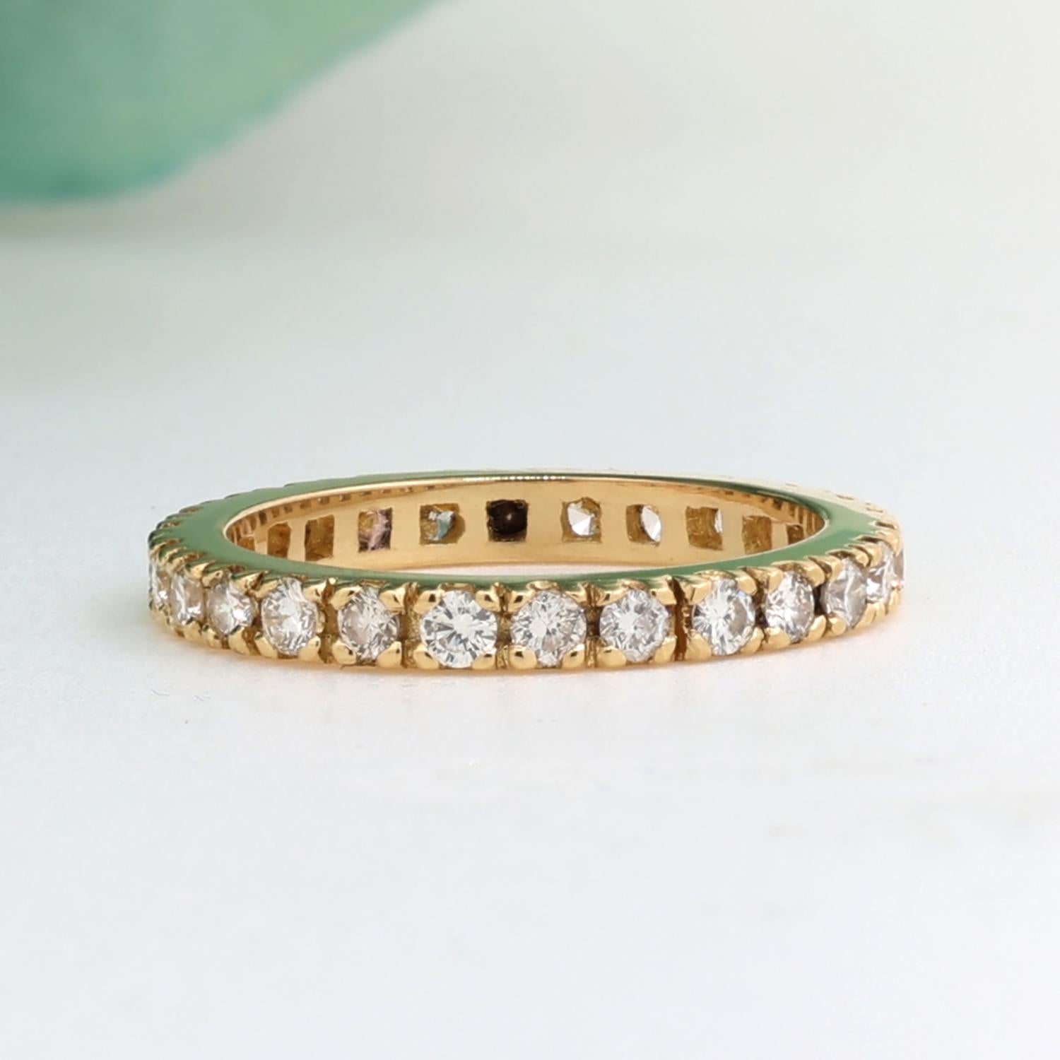 1.00 TW Diamond Full Eternity Band Ring 18K Yellow Gold Size 5.5 Estate