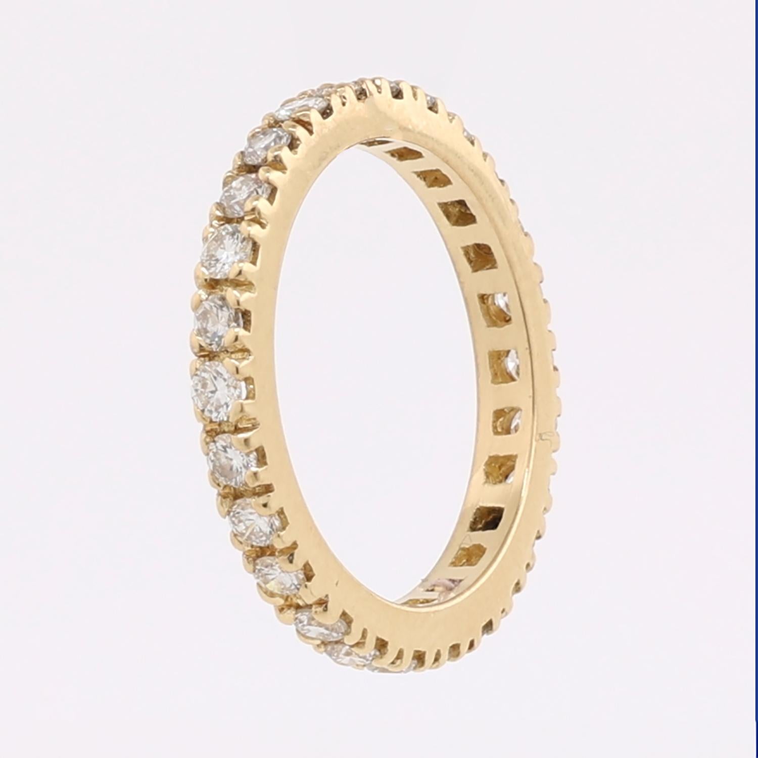 1.00 TW Diamond Full Eternity Band Ring 18K Yellow Gold Size 5.5 Estate