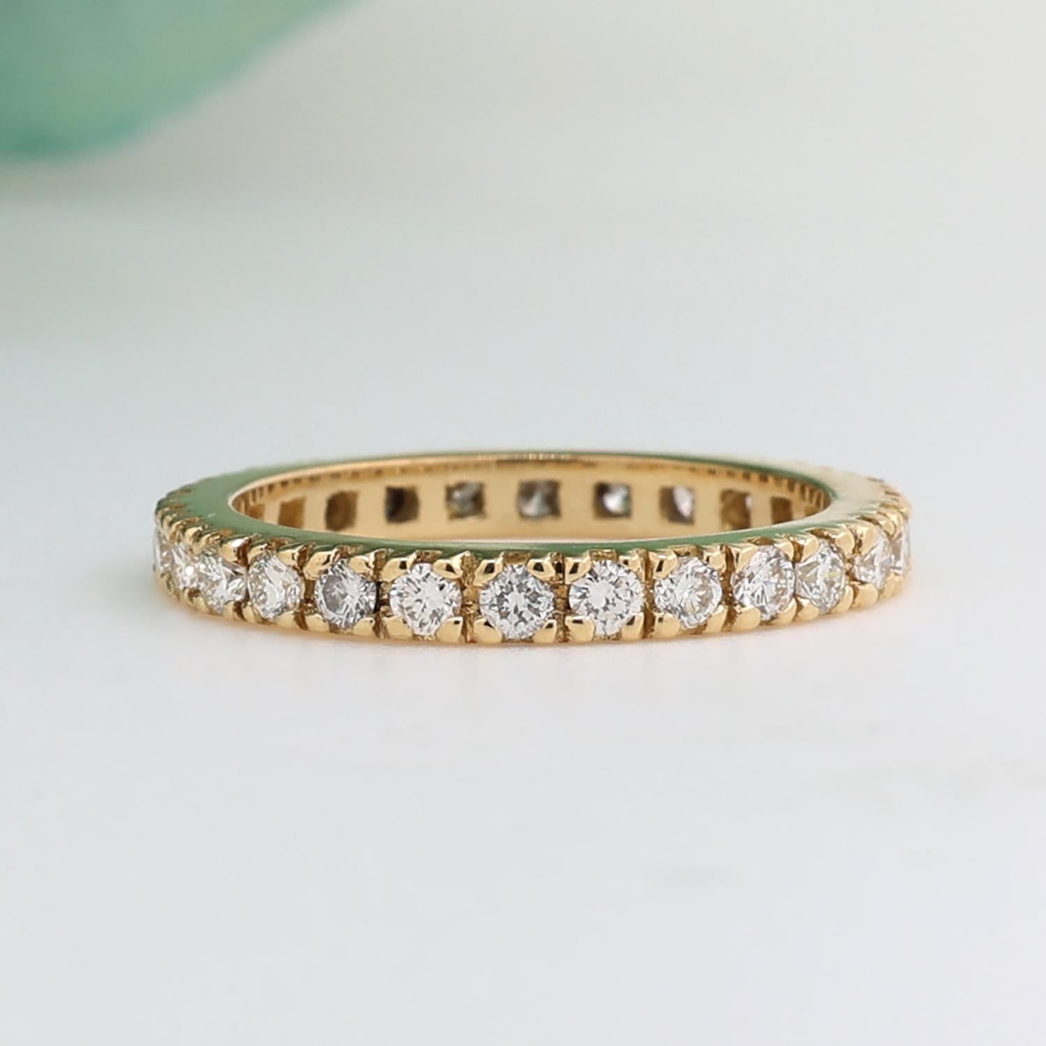 0.75 TW Diamond Full Eternity Ring Anniversary Band 18K Yellow Gold Size 5.25