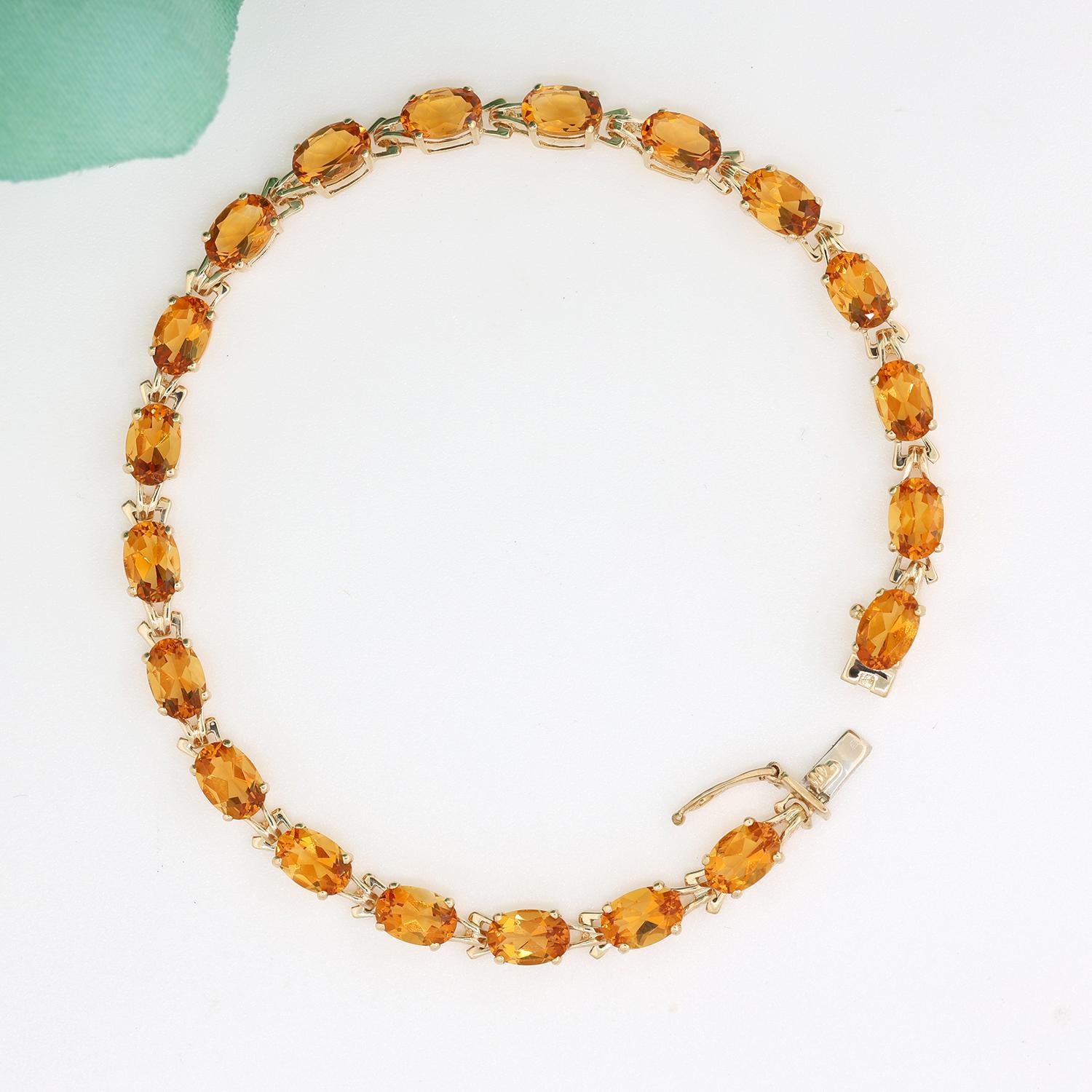 Citrine Gemstone Line Bracelet 18K Yellow Gold 8.00 CTW Oval Gems 7" Estate