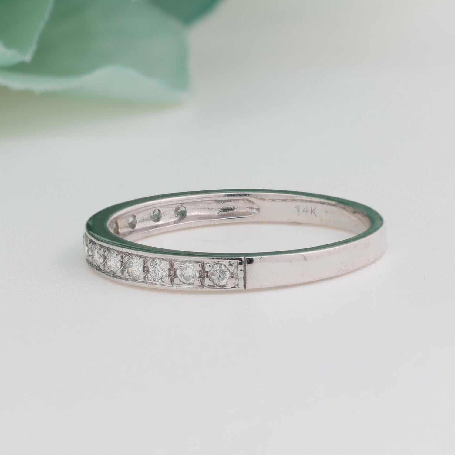 0.33 TW Diamond Half Eternity Band Ring 14K White Gold Anniversary Size 7.25