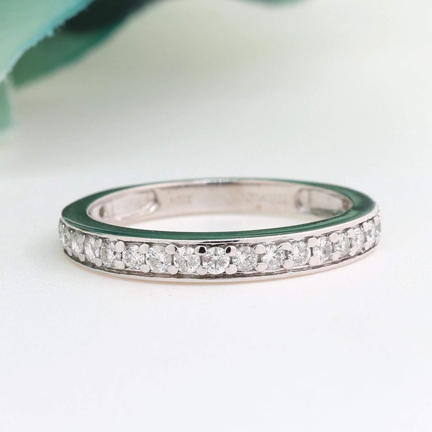 0.62 TW Diamond Half Eternity Band Ring 14K White Gold Round Diamonds Size 7.25