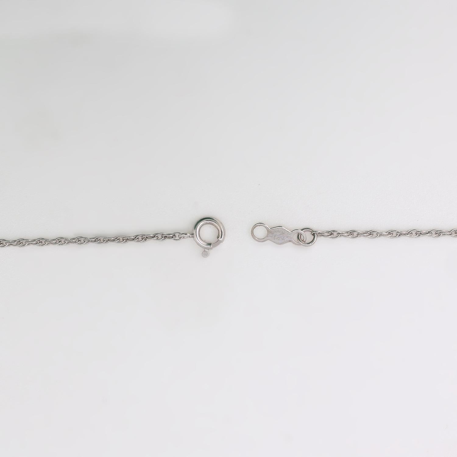 Diamond Y Teardrop Necklace 14K White Gold Link Chain 0.75 TW 16.5" Estate