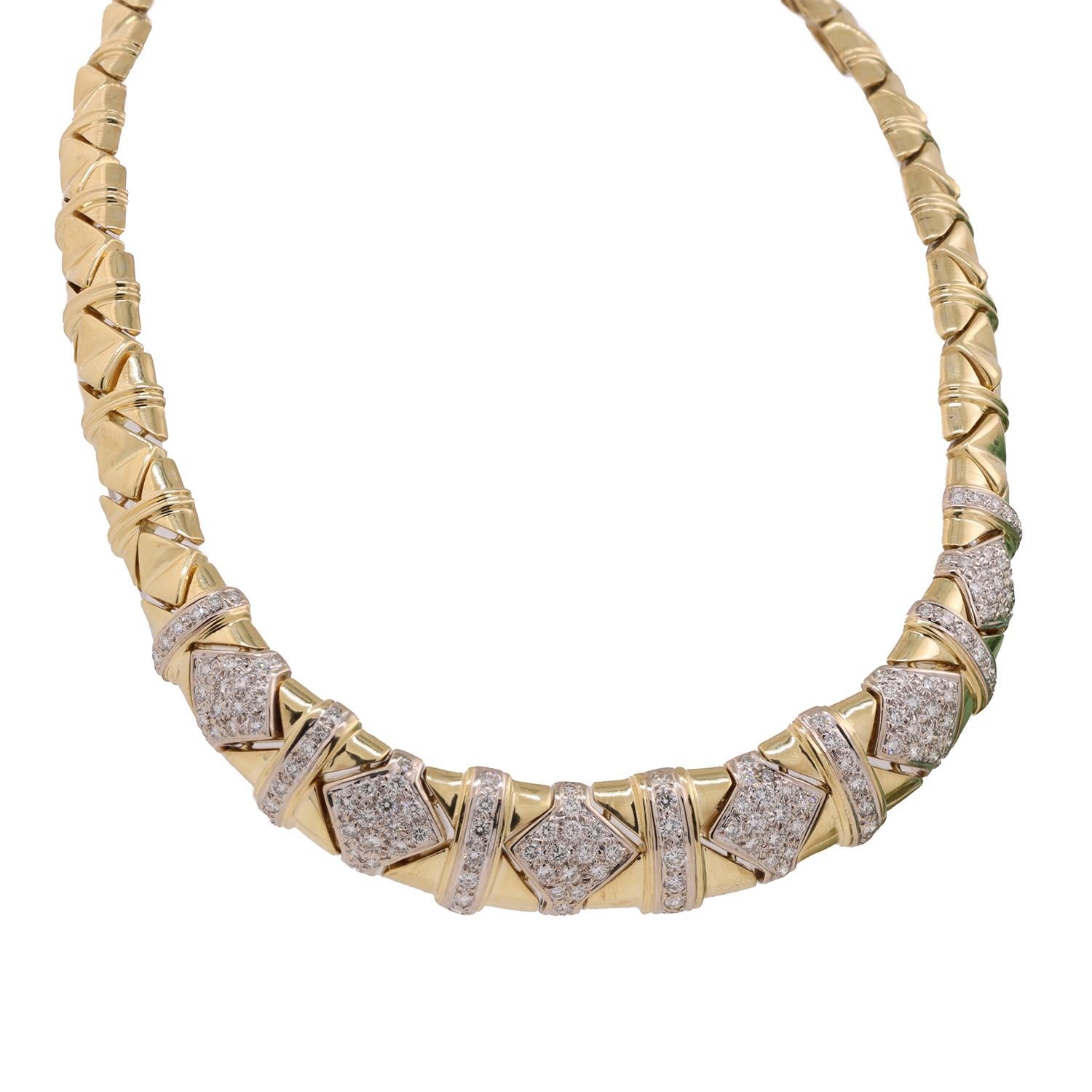 Estate 7.00 TW Diamond Choker Necklace 18K Yellow Gold Ladies 17"