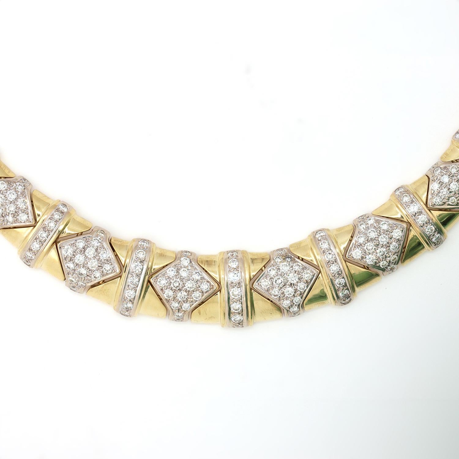 Estate 7.00 TW Diamond Choker Necklace 18K Yellow Gold Ladies 17"