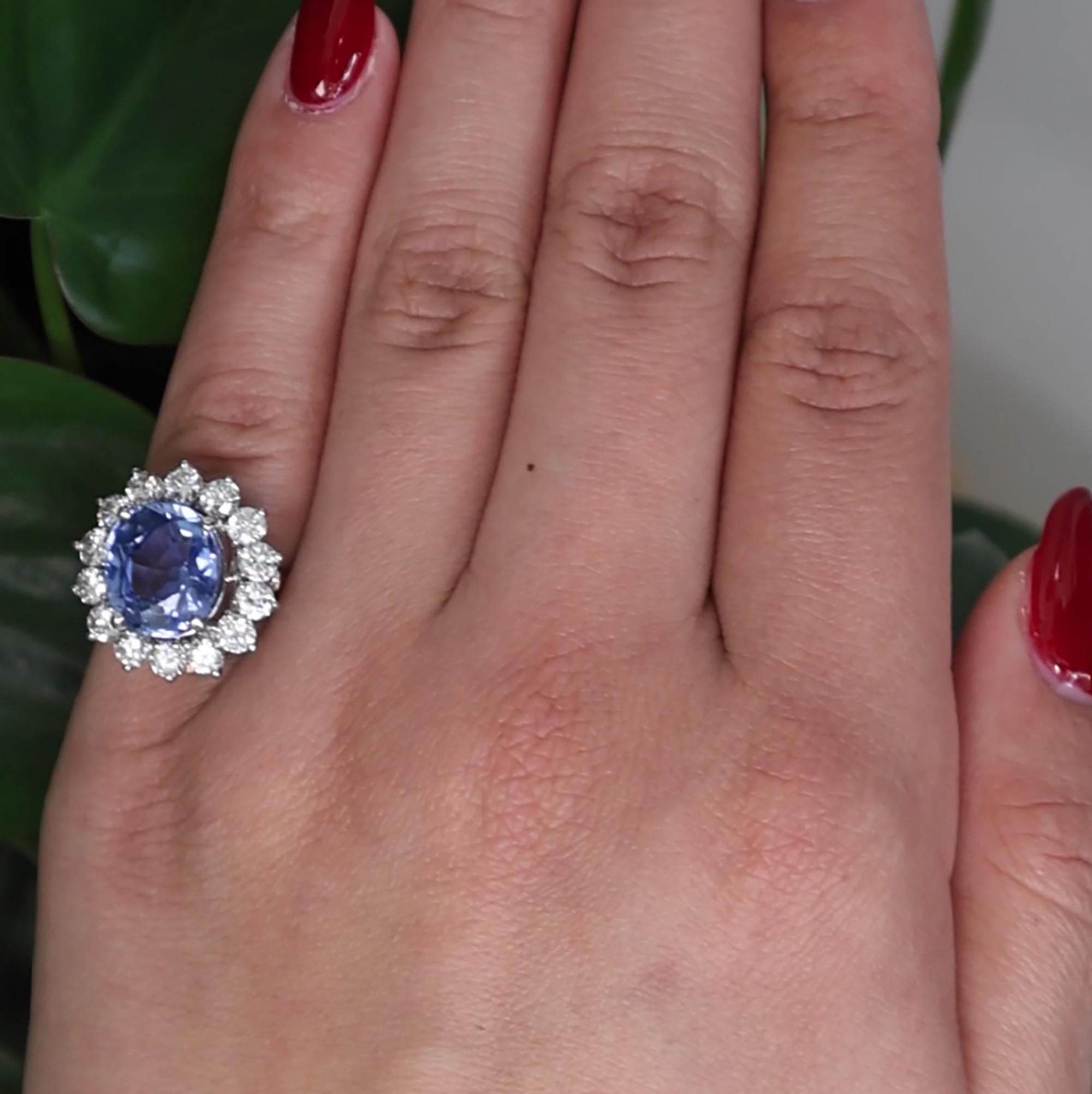 GIA Blue Sapphire Diamond Floral Halo Ring 14K Y/Gold Platinum 10.21 CTW SZ 6.5