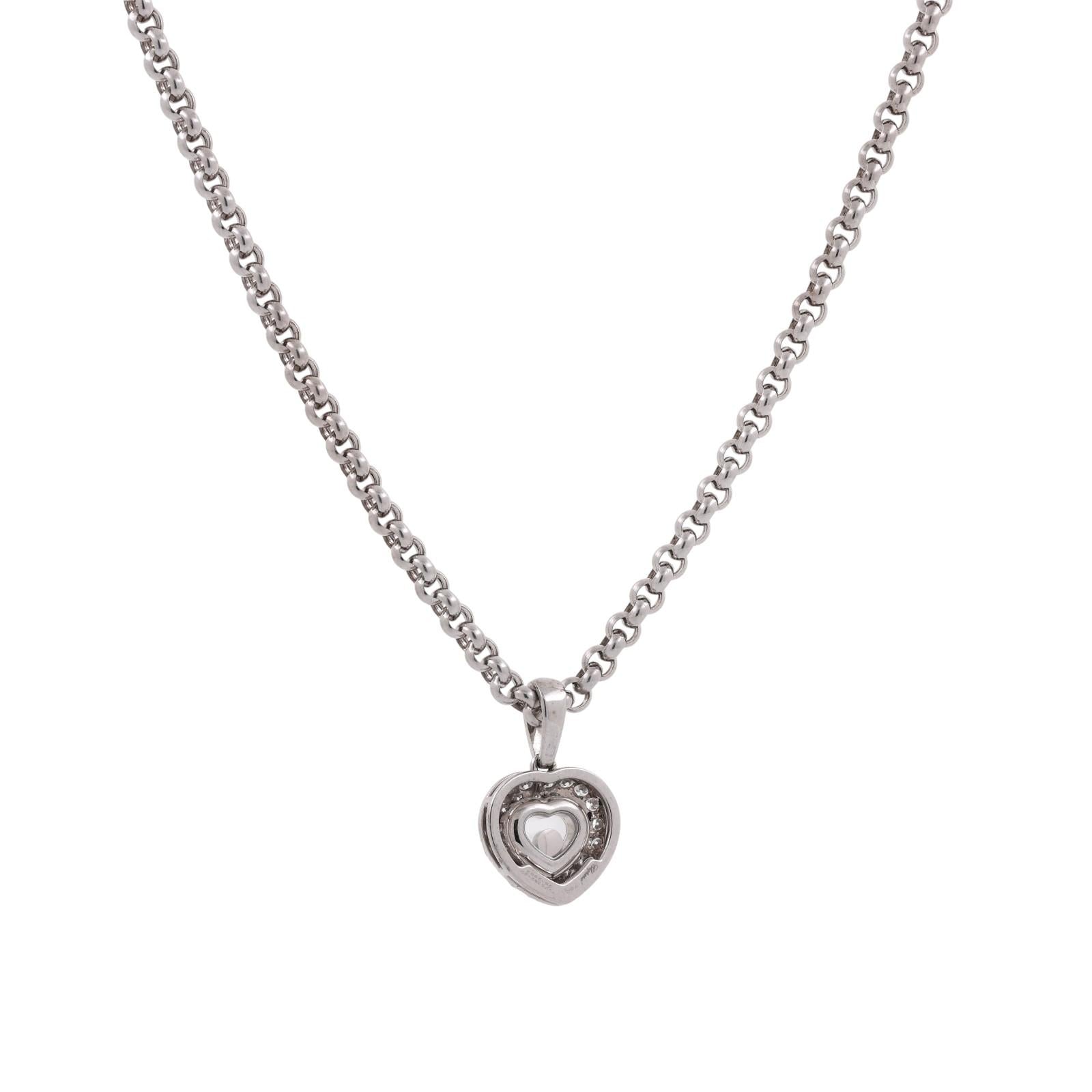 Chopard Happy Diamonds Icons Heart Pendant Chain Necklace 18K White Gold 16.75"