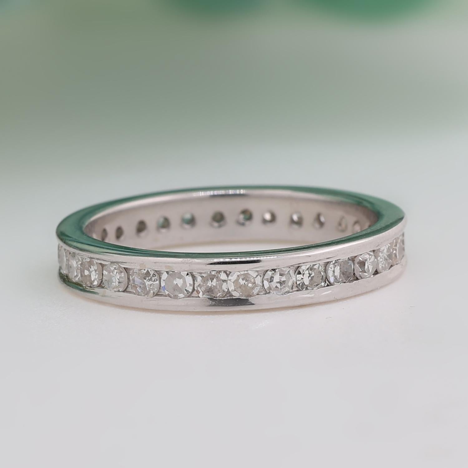 0.80 TW Diamond Full Eternity Band Ring Anniversary 14K White Gold Size 7.25