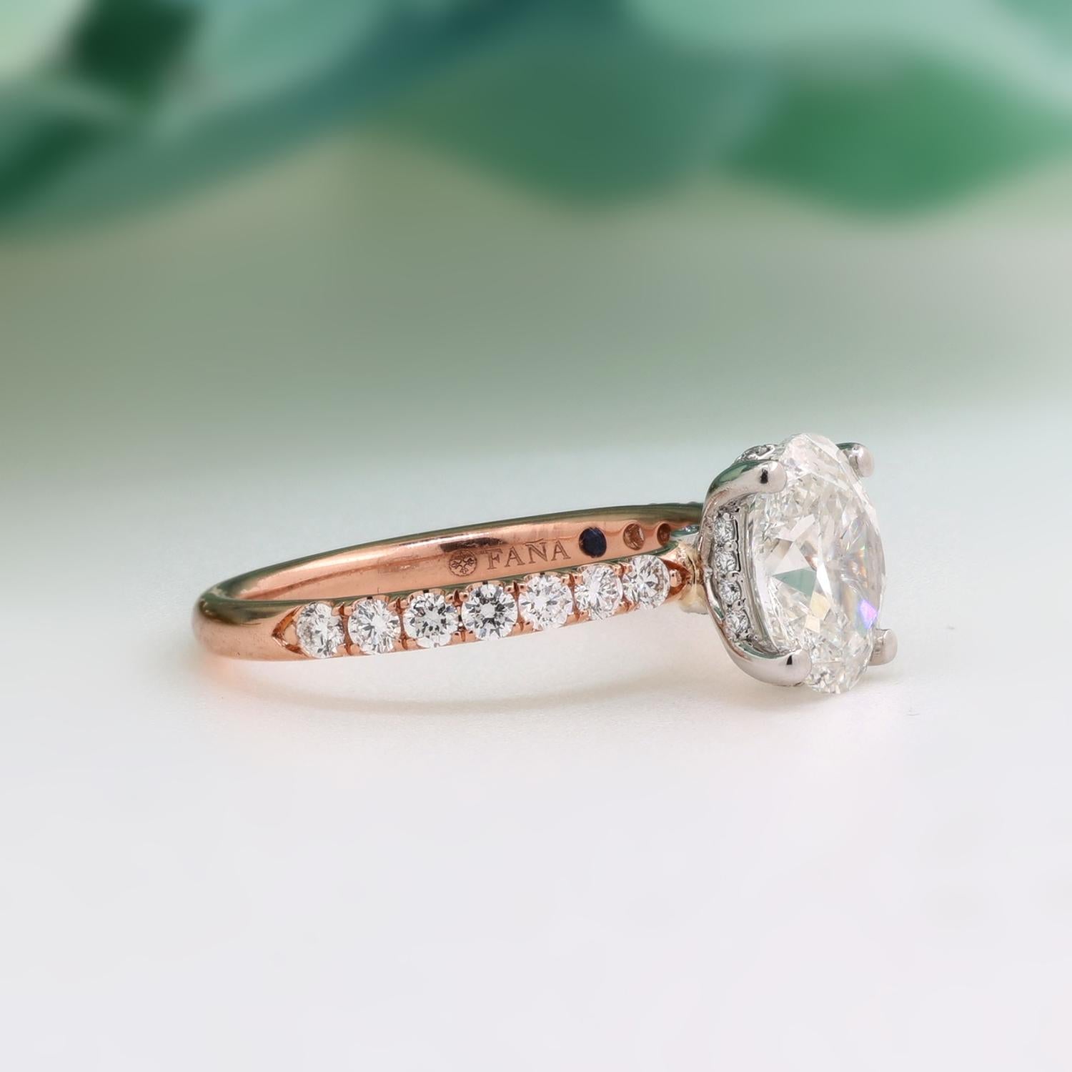 Oval Diamond Solitaire Accent Engagement Ring 14K Rose Gold Platinum GIA Cert.