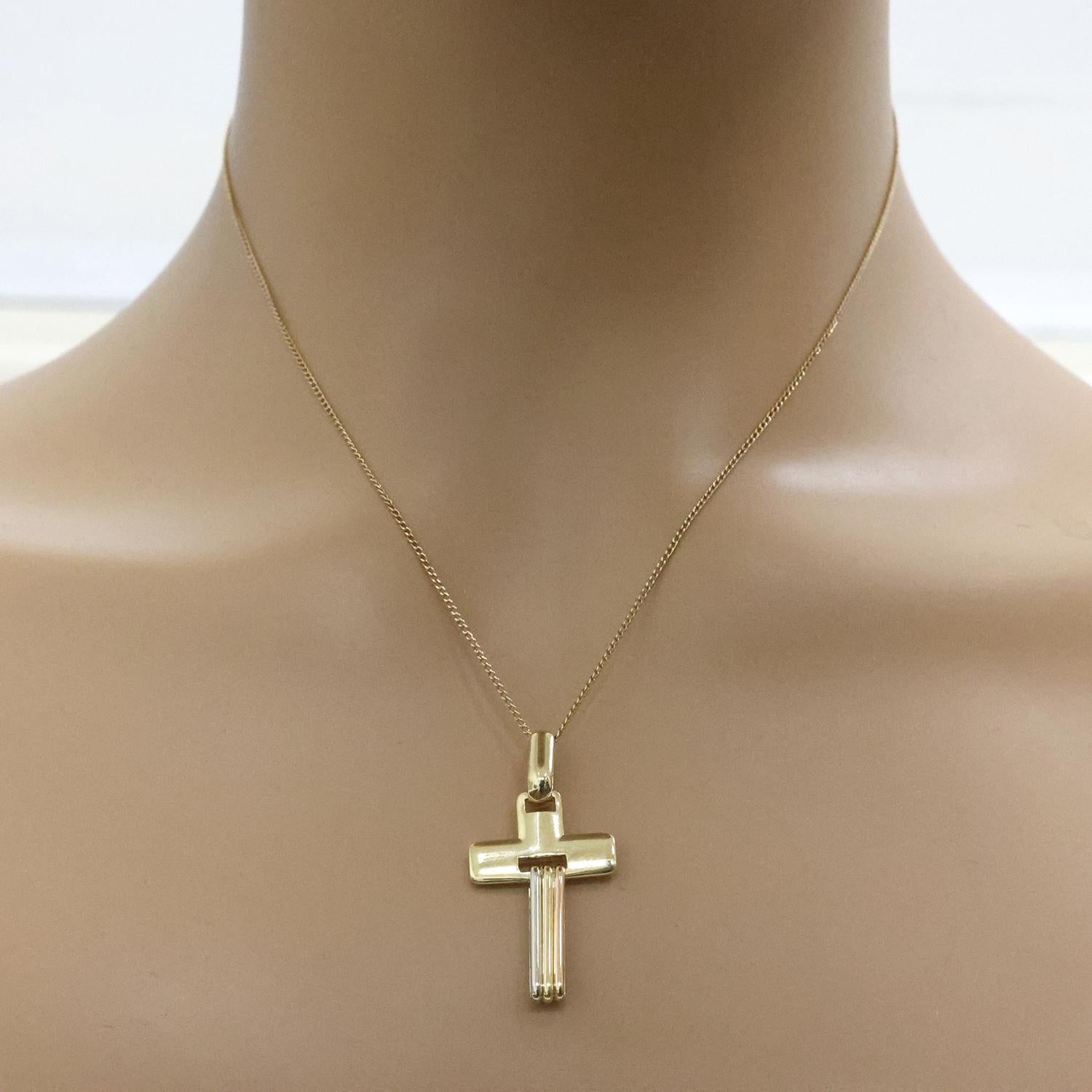 Chimento Fancy Cross Pendant 18K Tri-Gold 1.53" Religious Unisex Estate