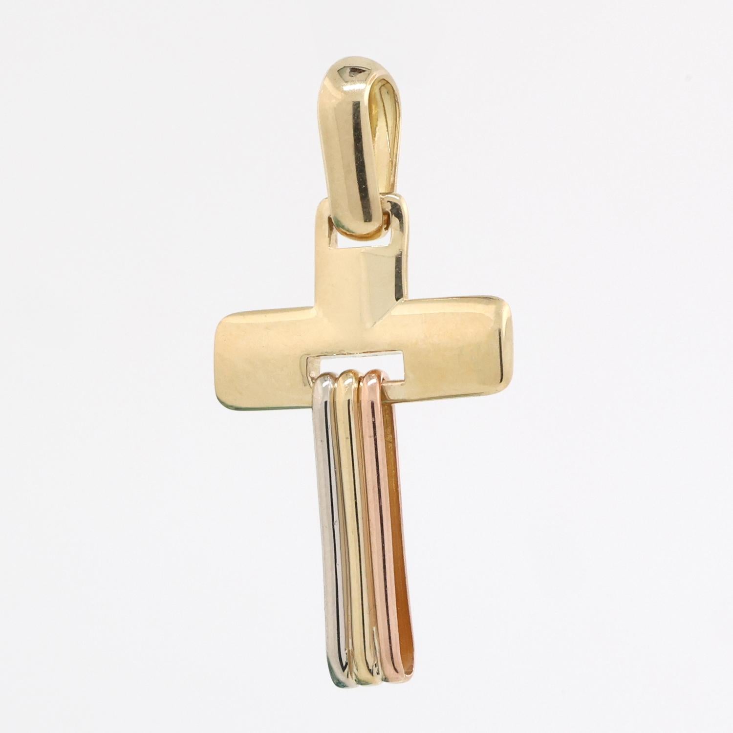 Chimento Fancy Cross Pendant 18K Tri-Gold 1.53" Religious Unisex Estate