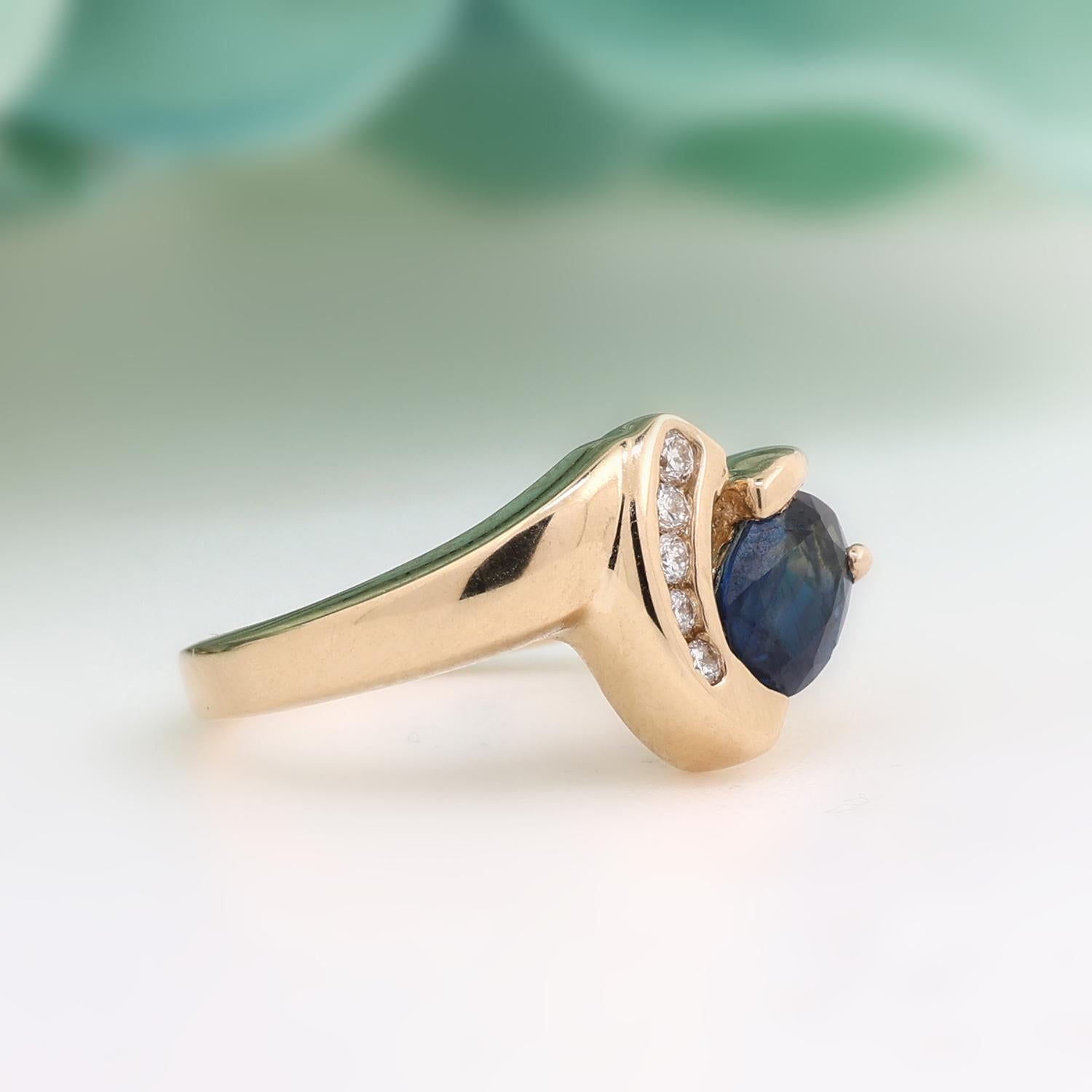 Le Vian Sapphire Diamond Cocktail Ring 14K Yellow Gold 1.20 CTW Size 5.75 Estate