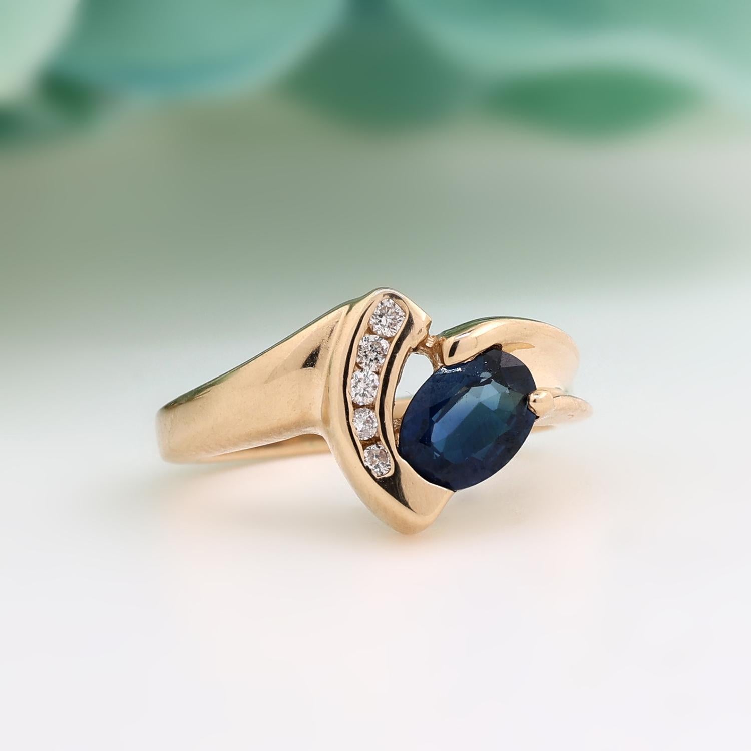 Le Vian Sapphire Diamond Cocktail Ring 14K Yellow Gold 1.20 CTW Size 5.75 Estate