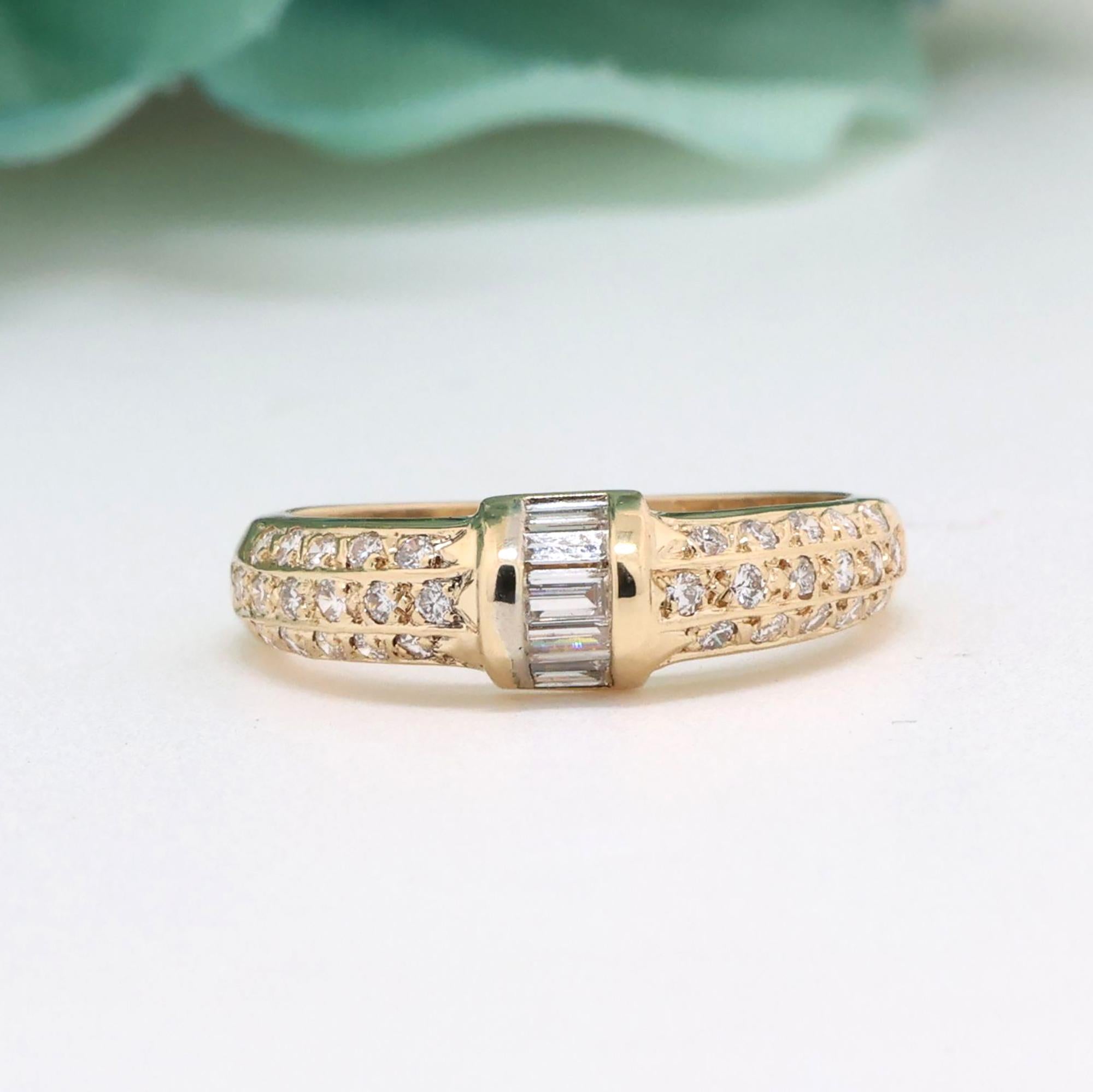 Ladies 0.50 TW Diamond Dome Ring 14K Yellow Gold Size 6.5 Estate