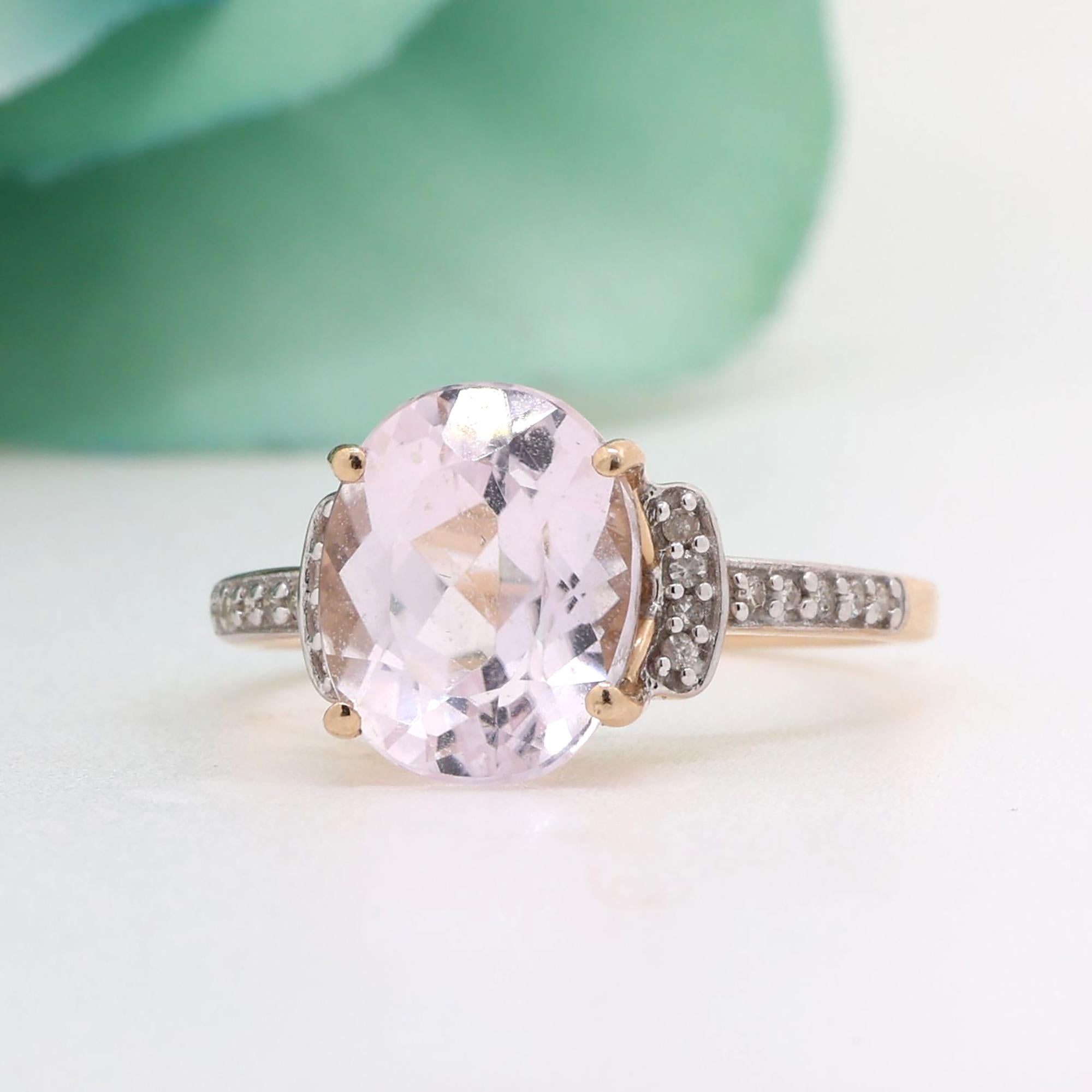 Morganite Diamond Cocktail Ring 10K Yellow Gold 2.14 CTW Ladies Size 7