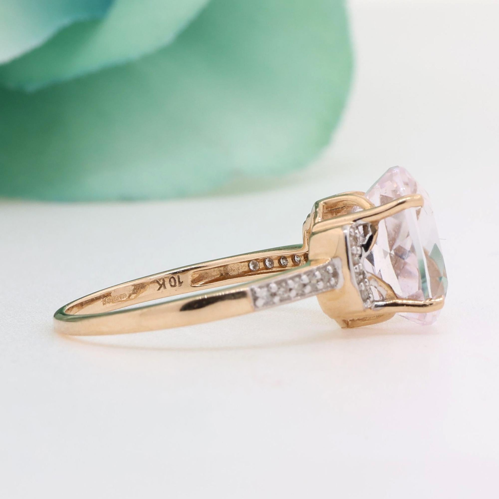 Morganite Diamond Cocktail Ring 10K Yellow Gold 2.14 CTW Ladies Size 7