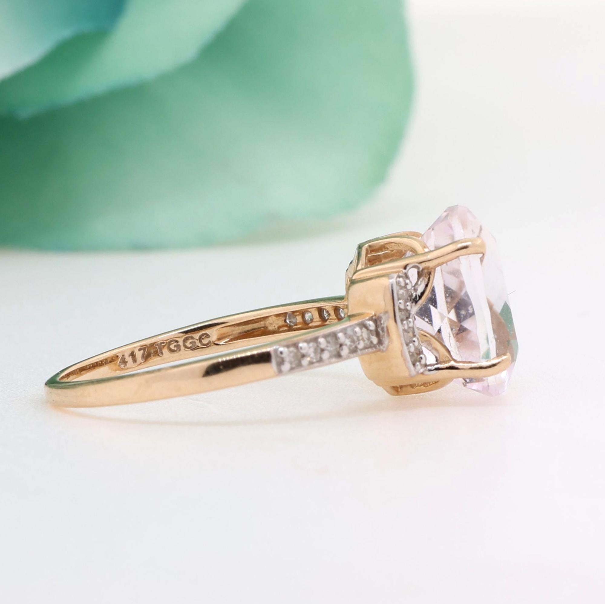 Morganite Diamond Cocktail Ring 10K Yellow Gold 2.14 CTW Ladies Size 7