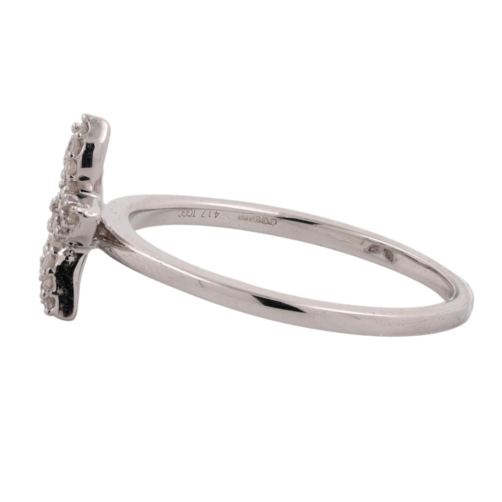 10K White Gold 0.18 CTW Diamond Starfish Ring Size 7.25 Estate