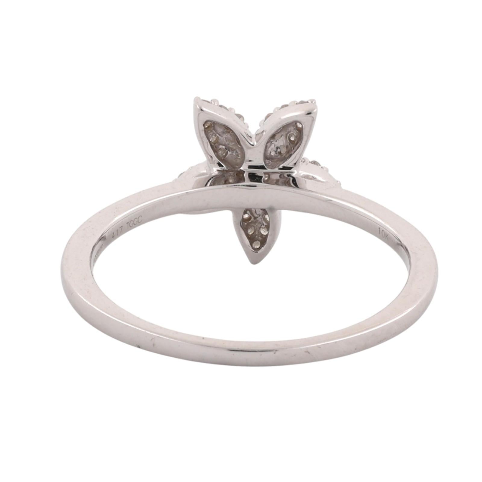 10K White Gold 0.18 CTW Diamond Starfish Ring Size 7.25 Estate