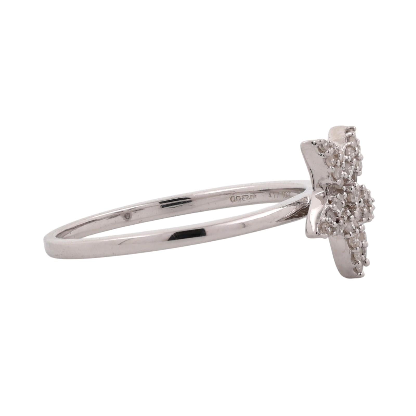 10K White Gold 0.18 CTW Diamond Starfish Ring Size 7.25 Estate