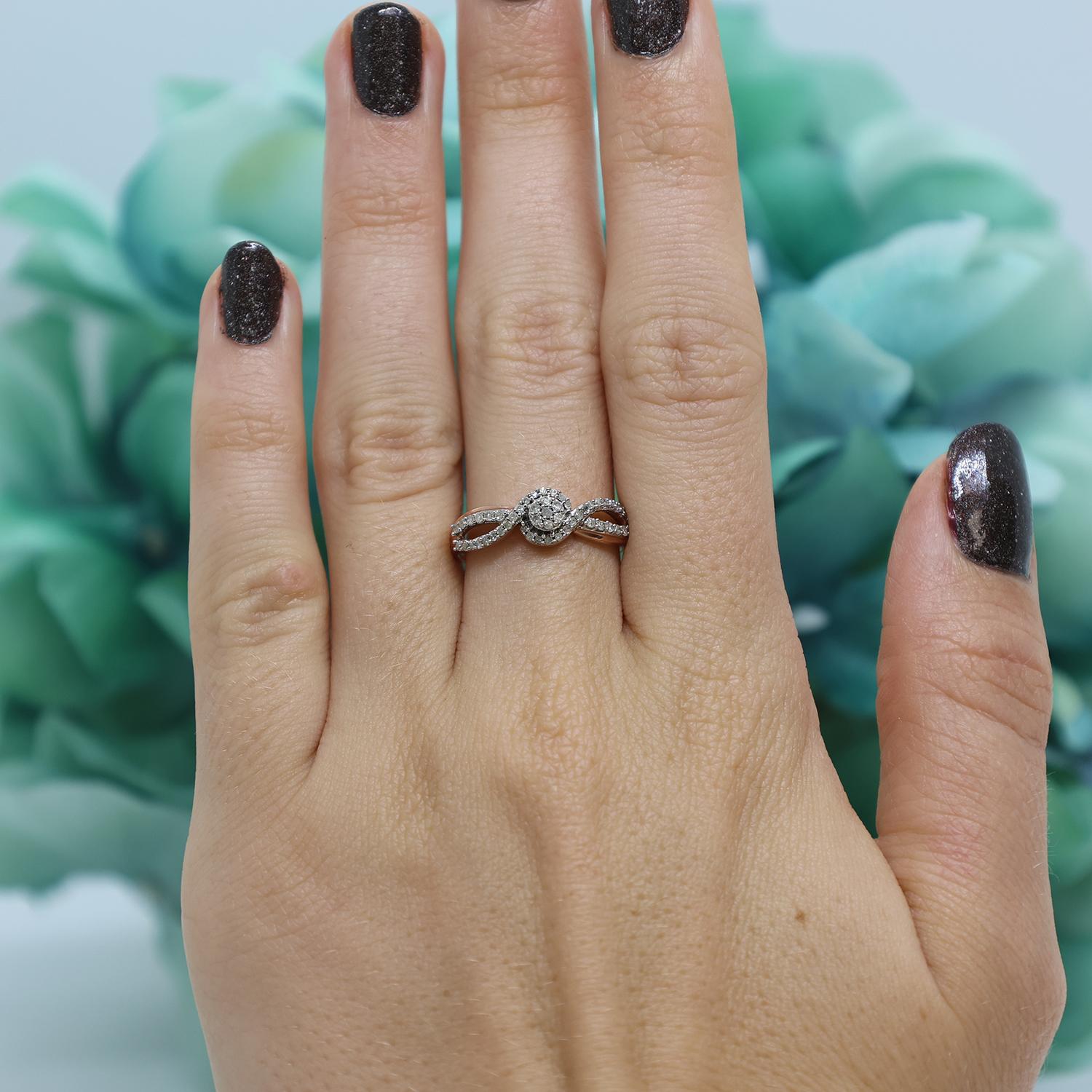 Diamond Swirl Band Ring 10K Rose Gold 0.40 TW Size 7.25 Ladies