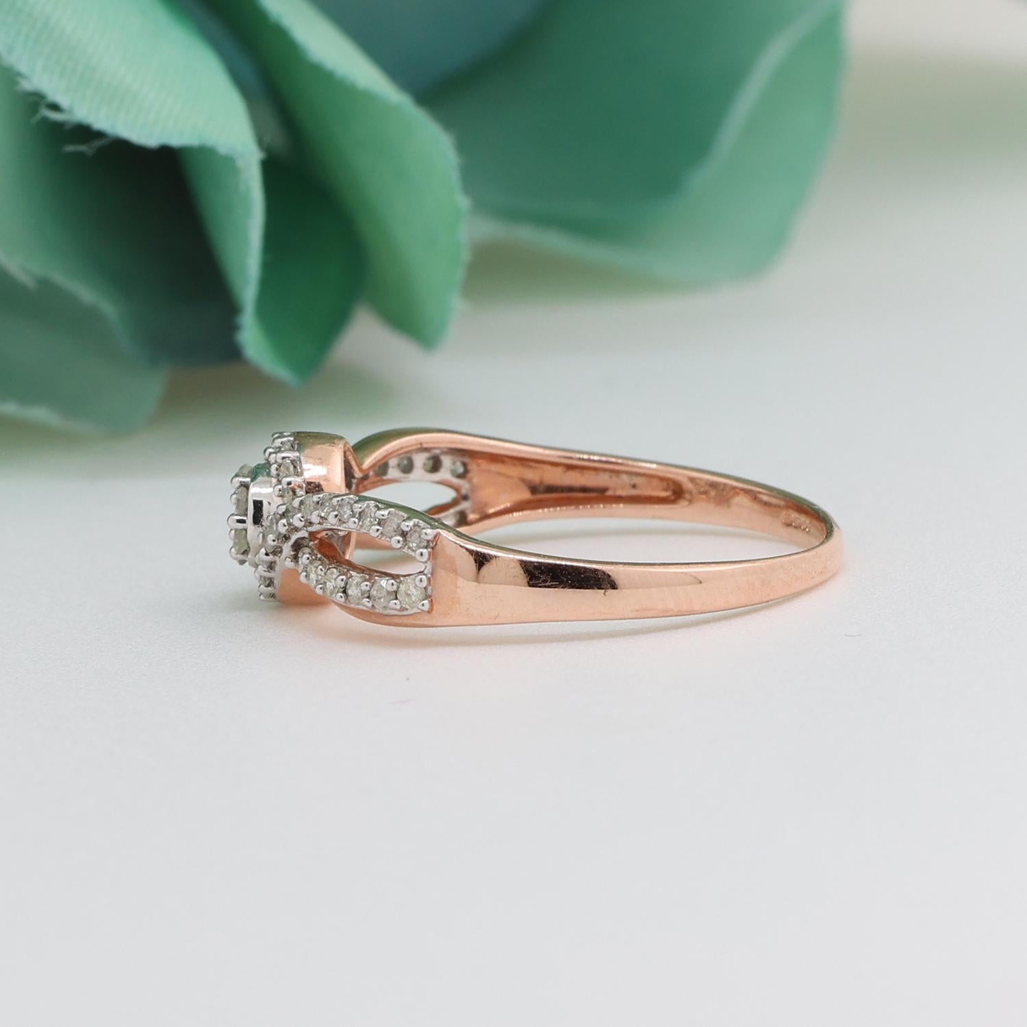 Diamond Swirl Band Ring 10K Rose Gold 0.40 TW Size 7.25 Ladies