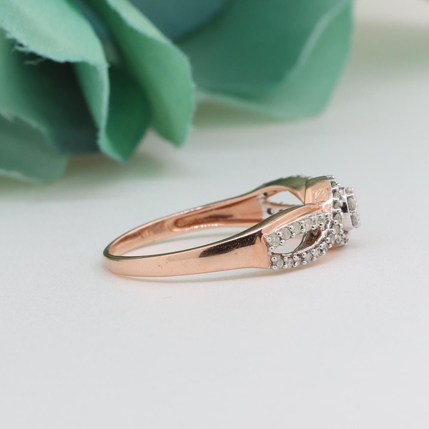 Diamond Swirl Band Ring 10K Rose Gold 0.40 TW Size 7.25 Ladies
