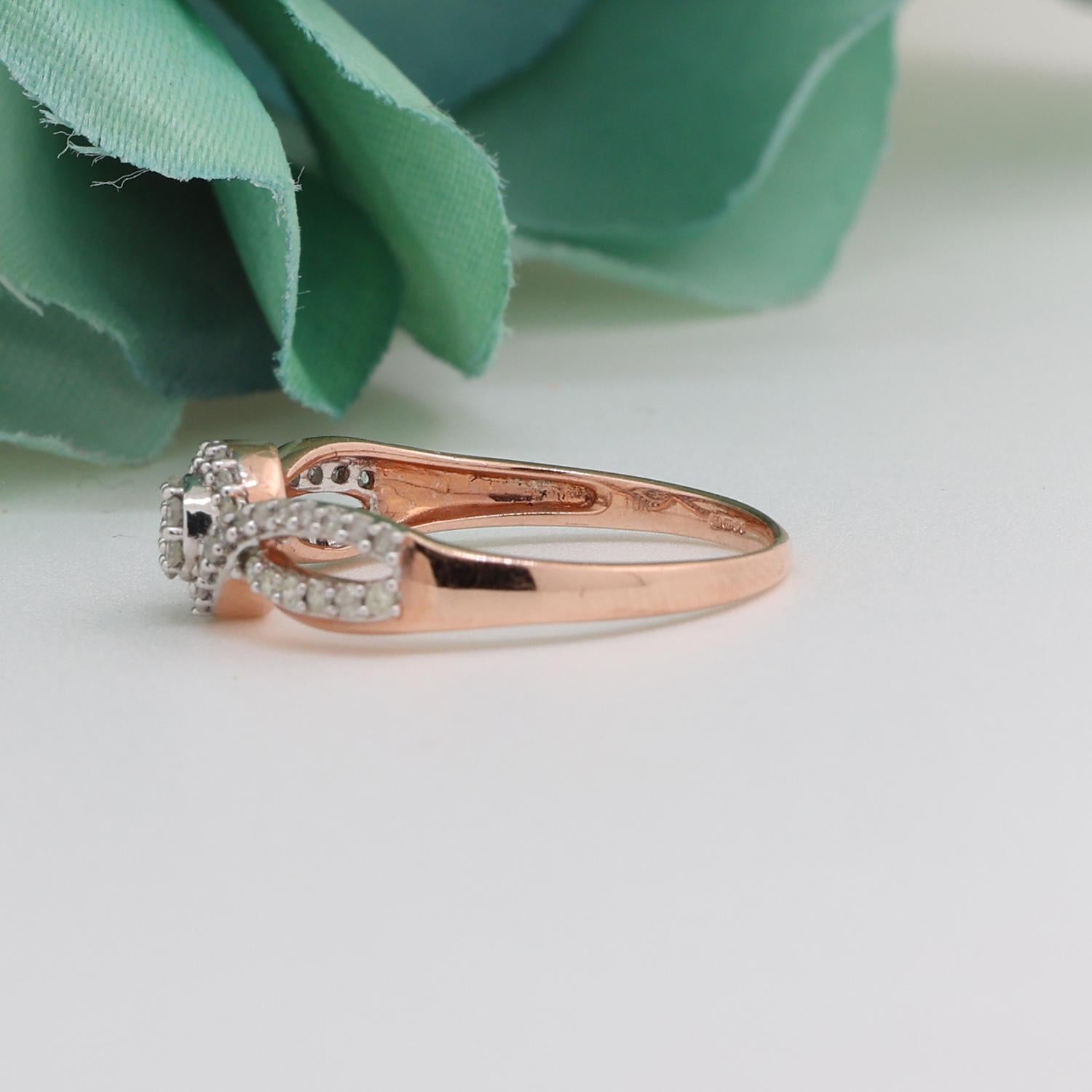 Diamond Swirl Band Ring 10K Rose Gold 0.40 TW Size 7.25 Ladies