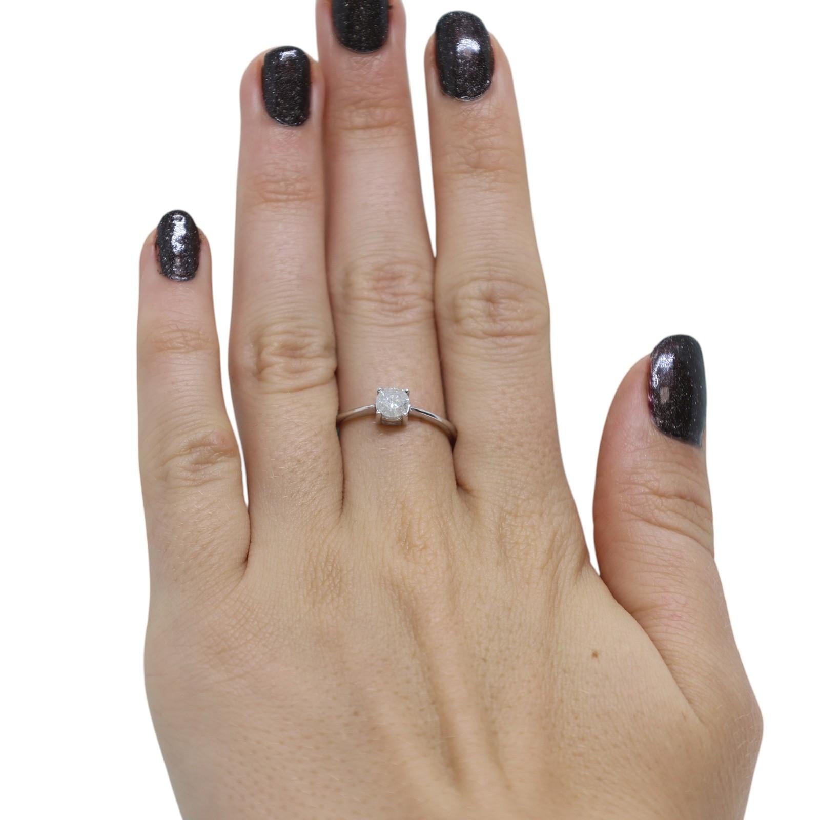 10K White Gold 0.45CT Natural Solitaire Diamond Promise Ring Size 7.25 Estate