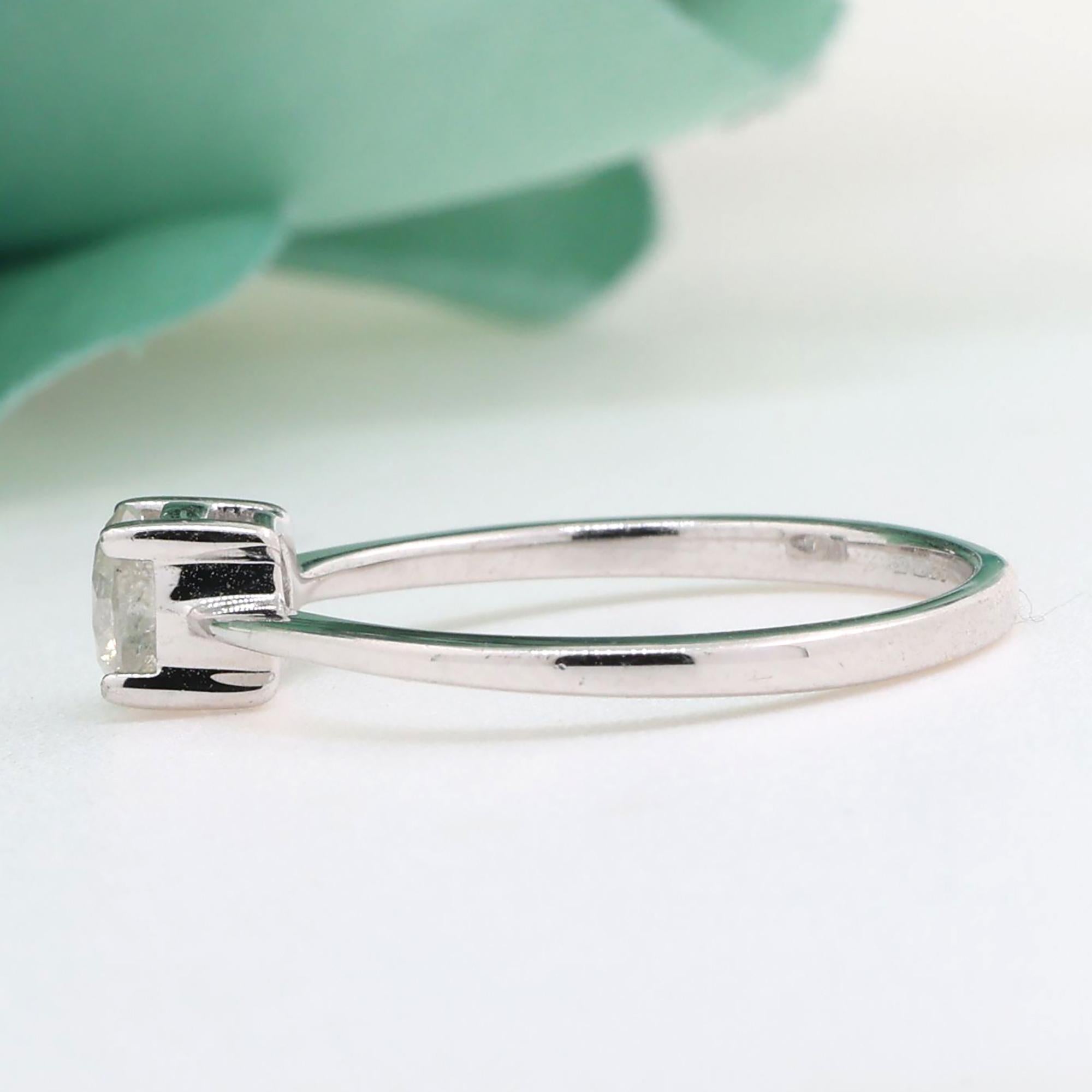 10K White Gold 0.45CT Natural Solitaire Diamond Promise Ring Size 7.25 Estate