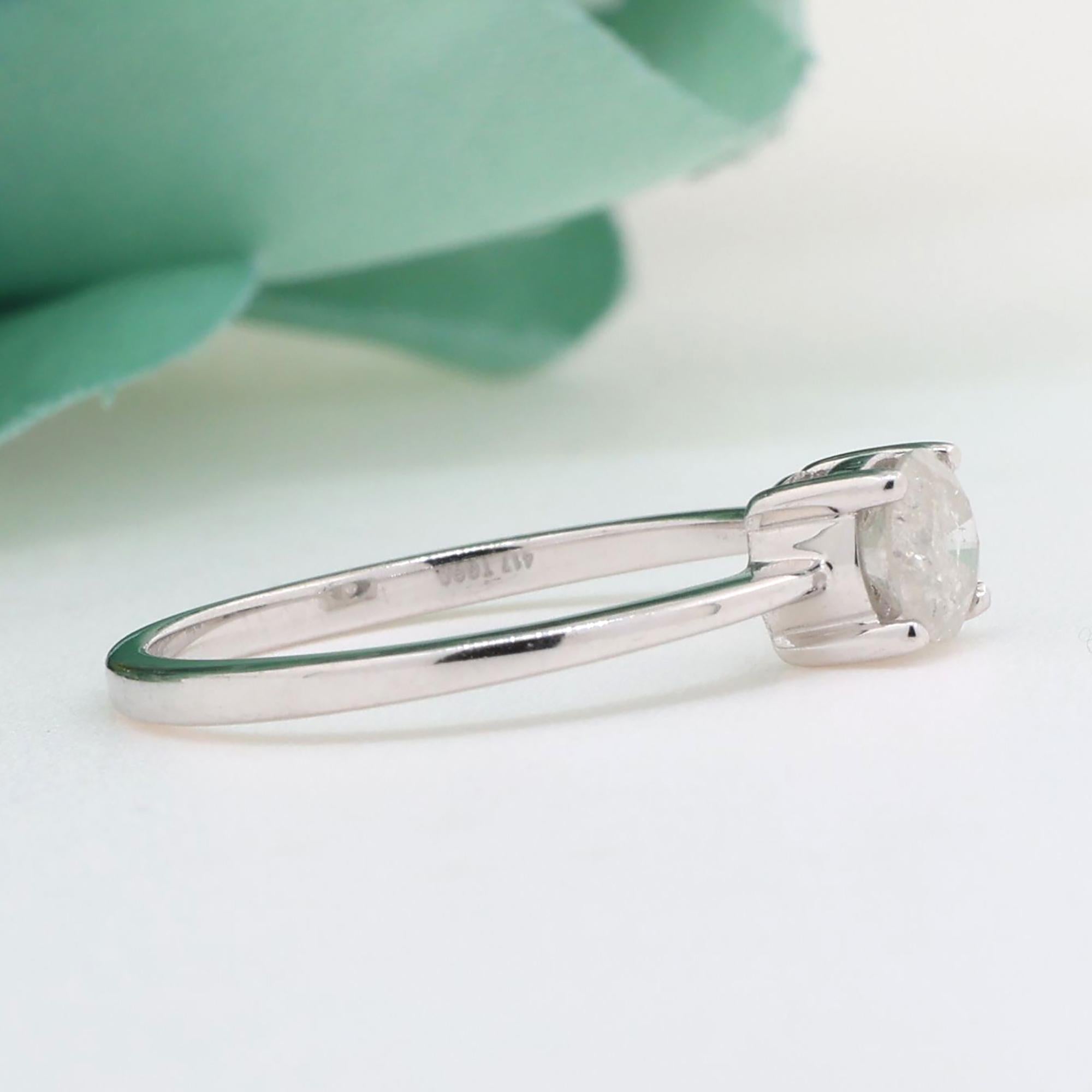 10K White Gold 0.45CT Natural Solitaire Diamond Promise Ring Size 7.25 Estate