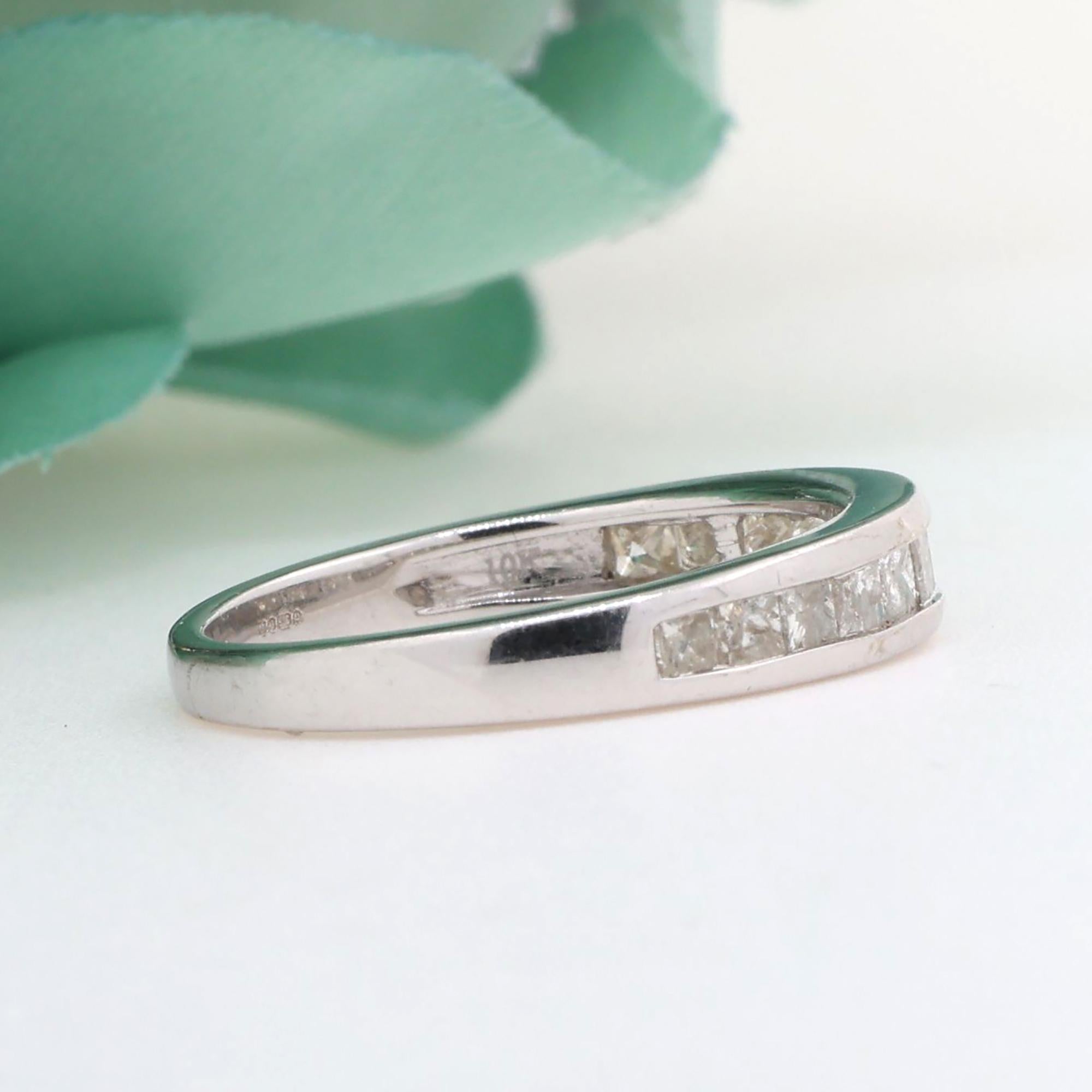 10K White Gold 0.75CTW Channel Set Diamond Wedding Band Ring Size 7.25 Estate