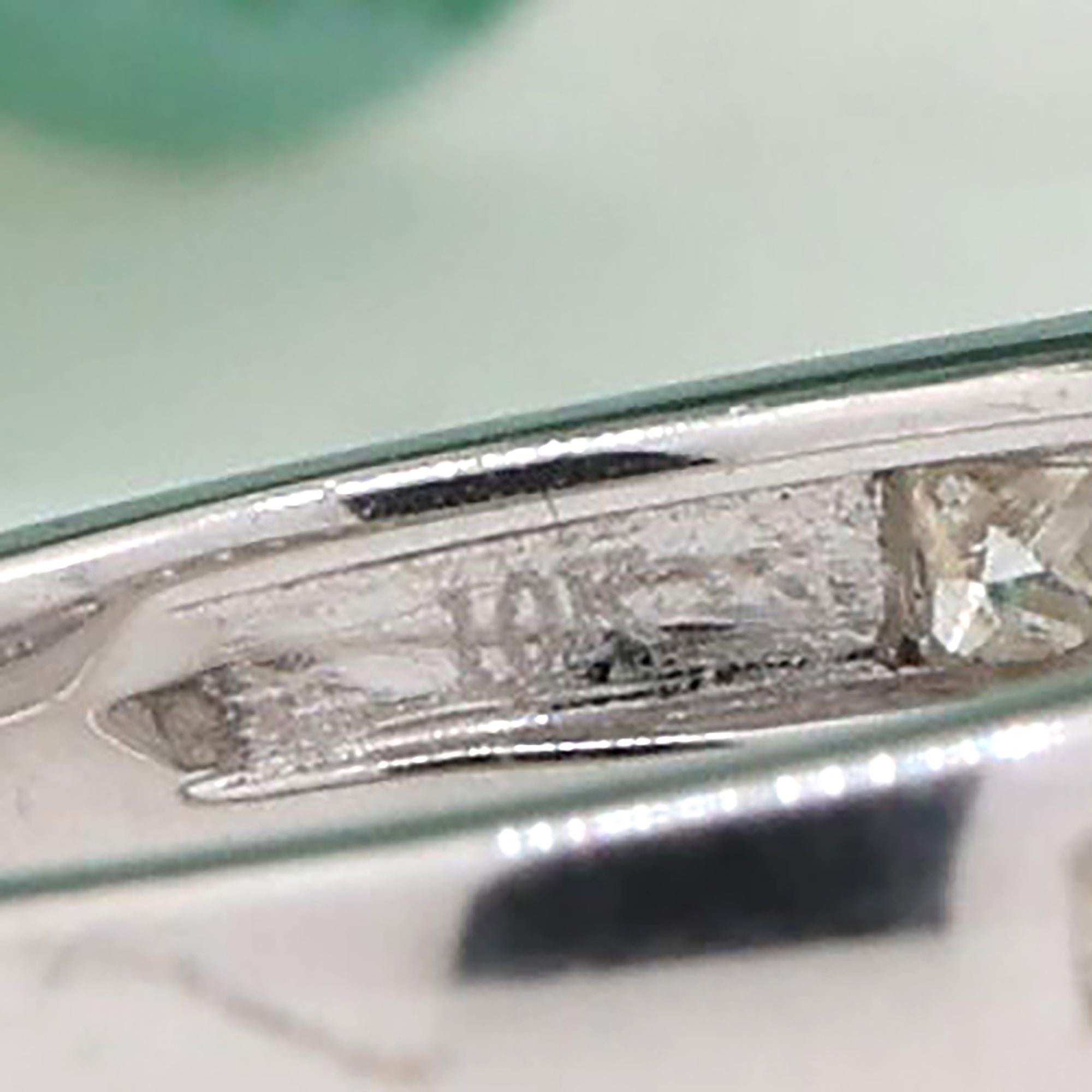 10K White Gold 0.50CTW Princess Cut Diamond Channel Band Ring Size 7 Estate