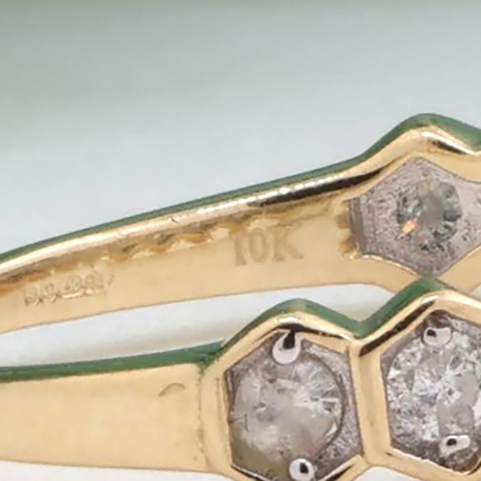 10K Two Tone Gold 0.45CTW Diamond Wedding Band Ring Size 8 Stackable Estate