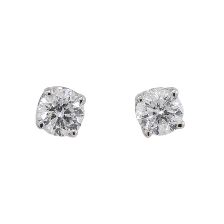 0.43 TW Round Diamond Stud Earrings 14K White Gold 4-Prong Basket Setting