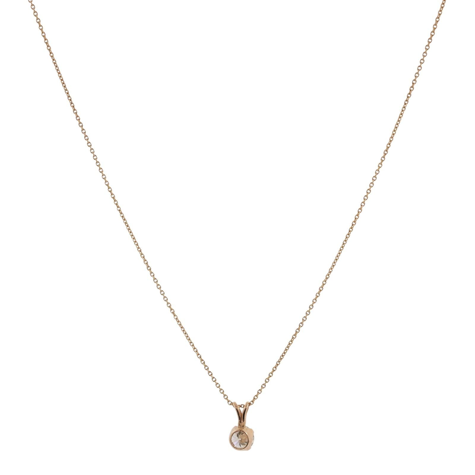 0.70 CT Round Solitaire Diamond Pendant Chain Necklace 14K Yellow Gold 16"