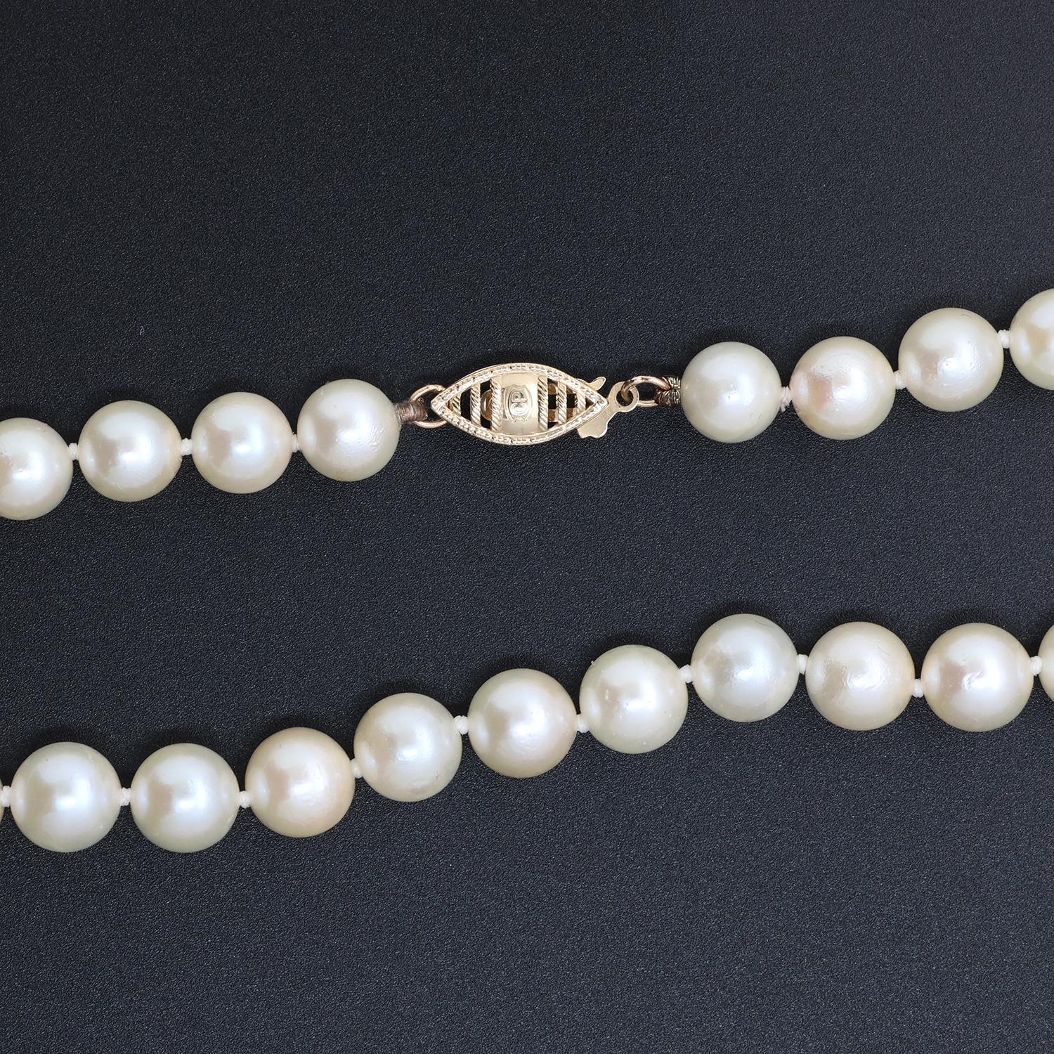 Vintage Freshwater Pearl Necklace 14K Yellow Gold Filigree Clasp 18" Estate