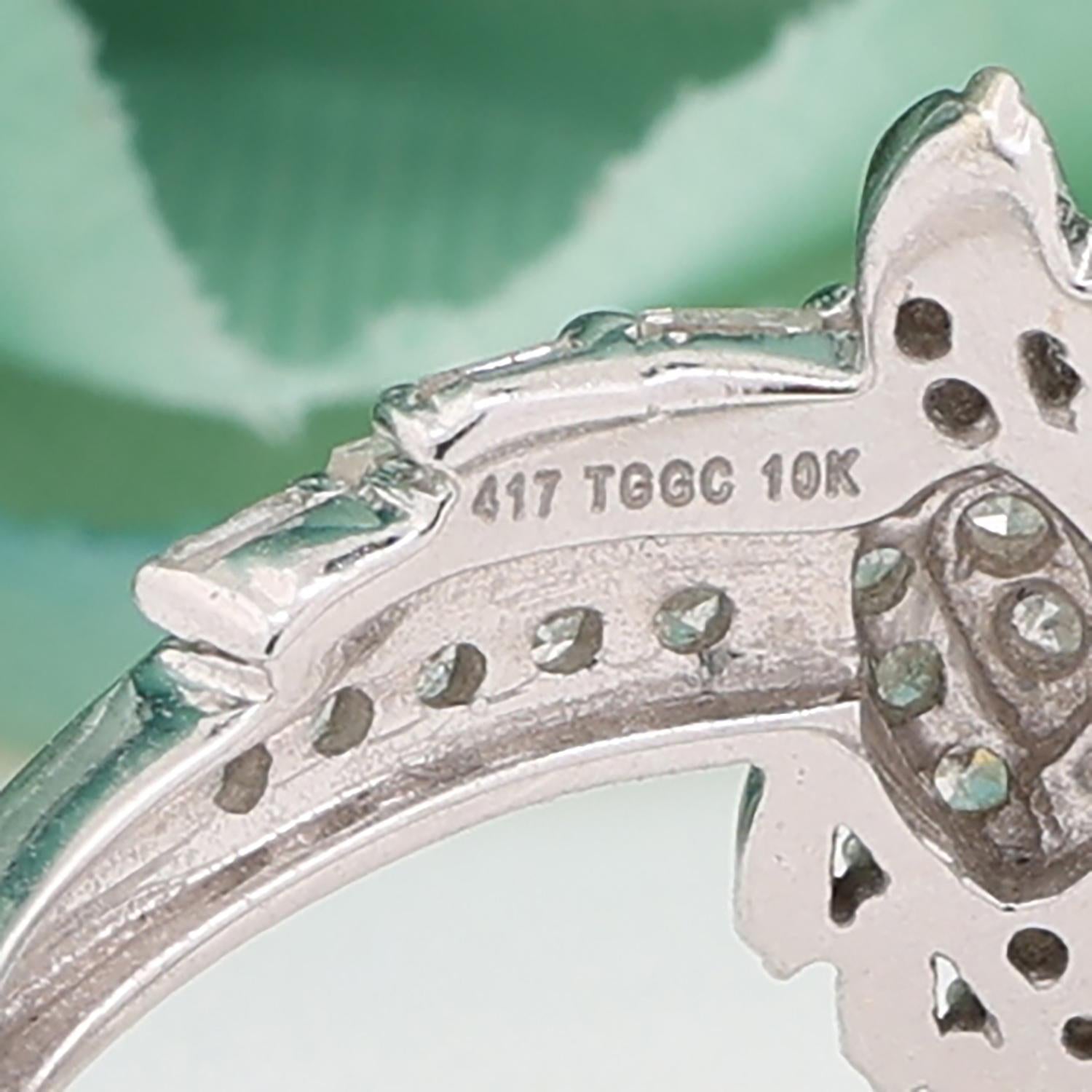 Diamond Cluster Floral Swirl Ring 10K White Gold 0.50 TW Multi-Cut Dia Size 8.25