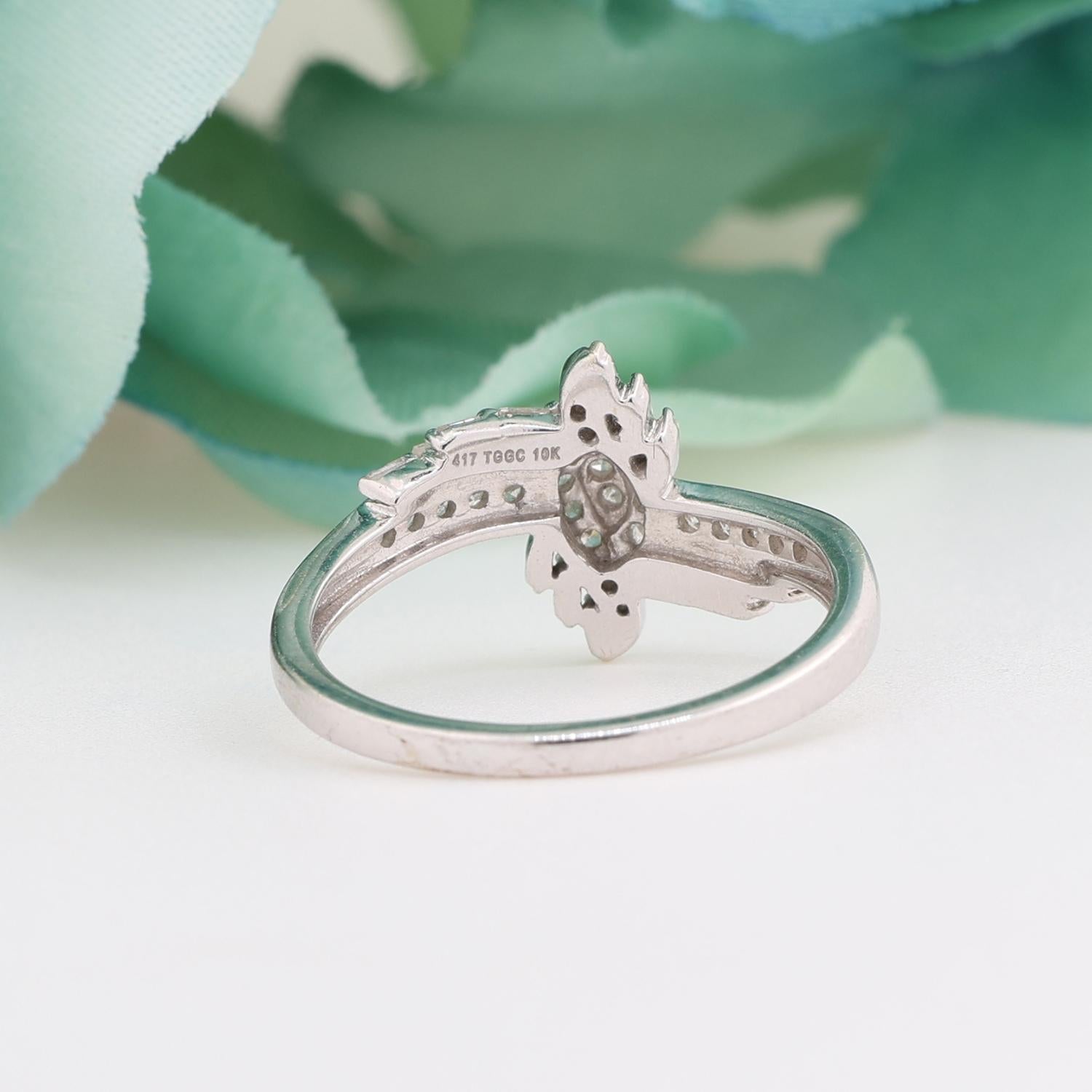 Diamond Cluster Floral Swirl Ring 10K White Gold 0.50 TW Multi-Cut Dia Size 8.25