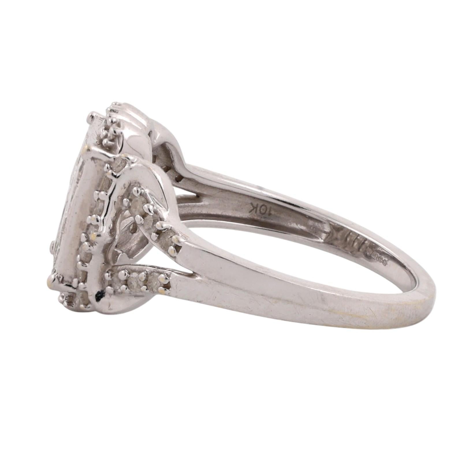 10K White Gold 0.65 CTW Diamond Princess Cluster Cocktail Ring Size 7.25