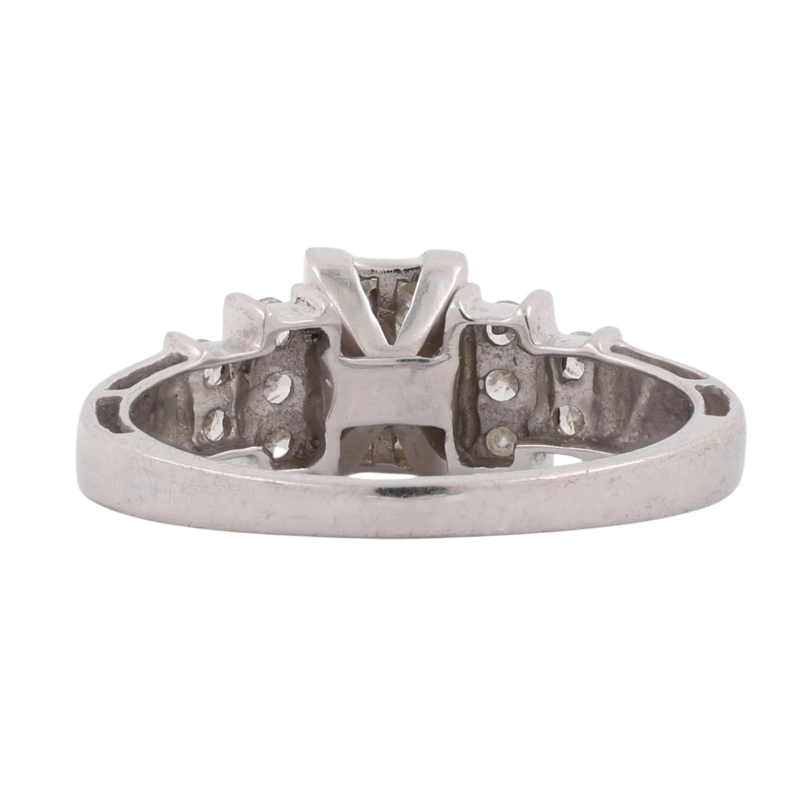 10K White Gold 0.35CTW Princess & Round Diamond Ring Vintage Estate Size 7