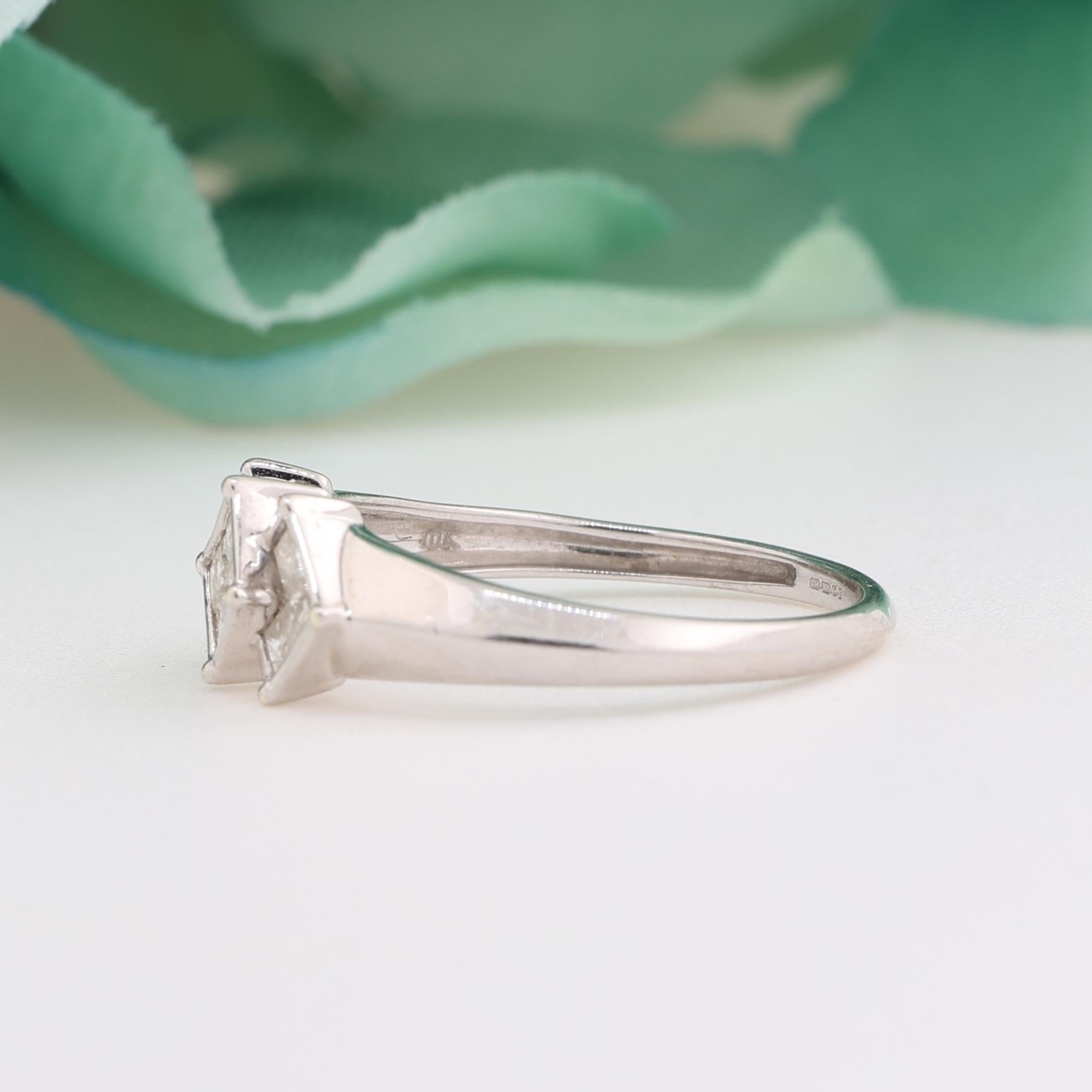 Princess Cut Diamond Cluster Square Ring 10K White Gold 0.30 TW Size 7 Ladies